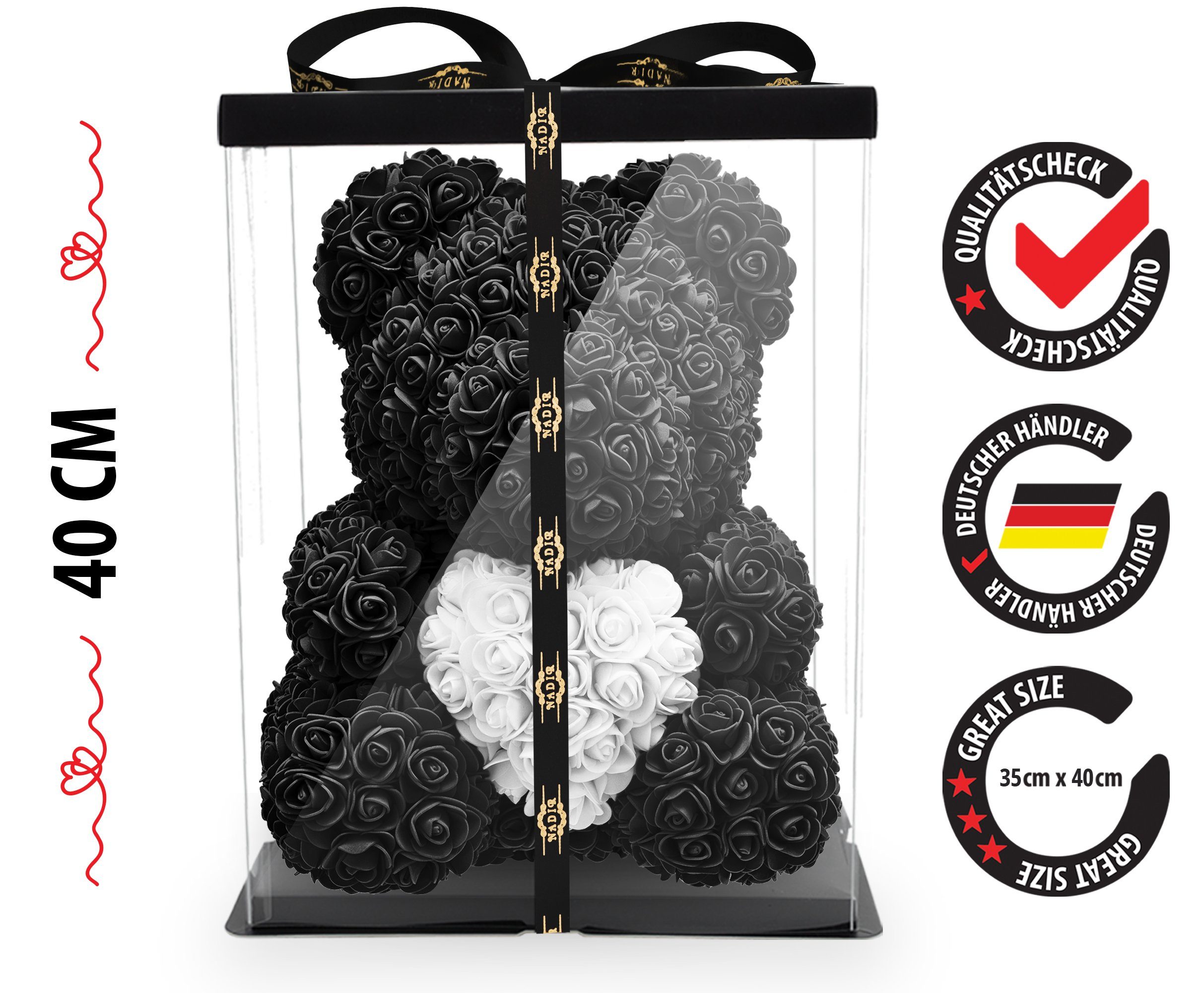 Kunstblume Rosenbär 40 cm inkl. Geschenkbox günstig online kaufen