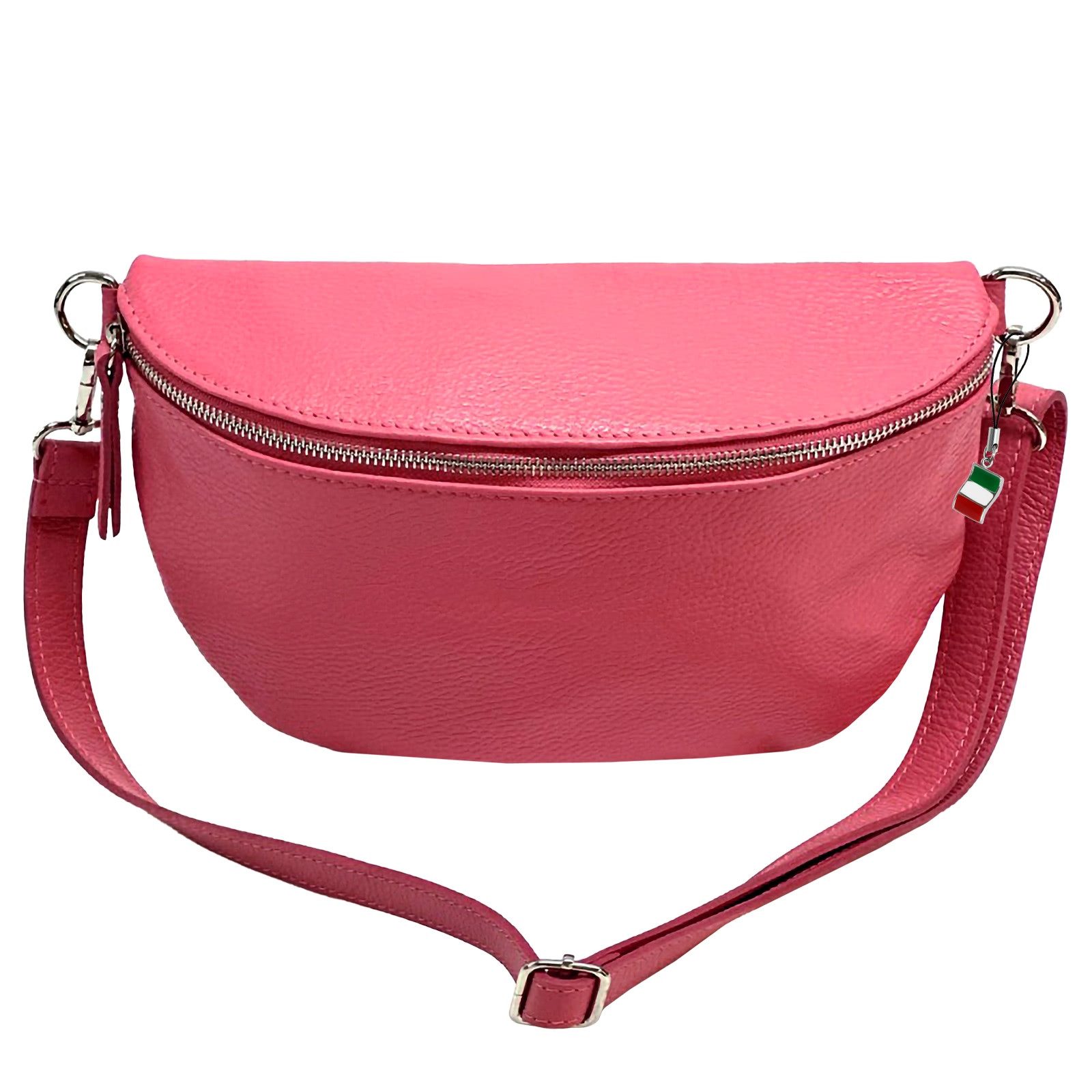 FLORENCE Gürteltasche Florence Tasche Tragegurt passend rot (Gürteltasche), Damen Gürteltasche Echtes Leder, rot, korallrot ca 19cm hoch Tragegurt
