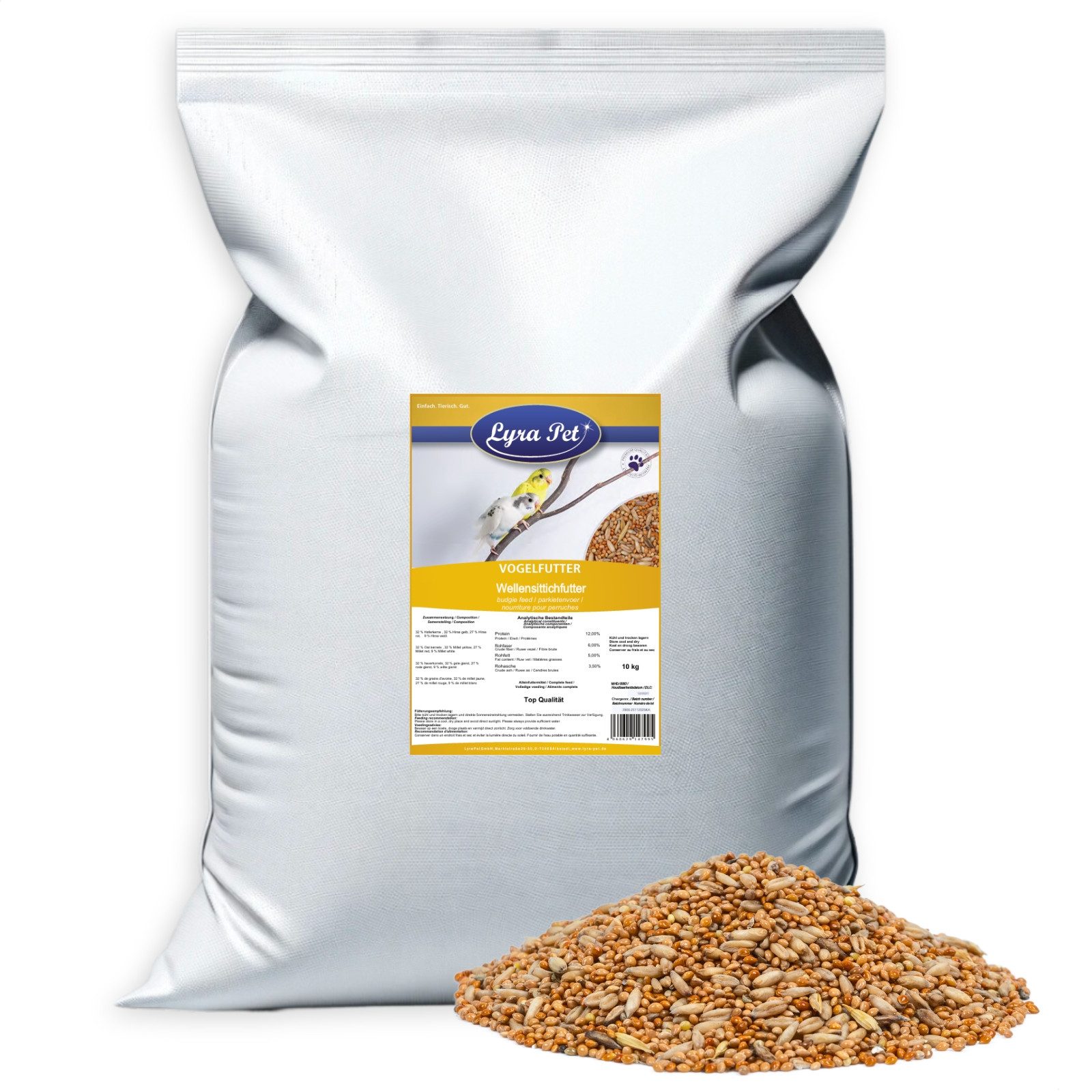 Lyra Pet 10 kg Lyra Pet® Wellensittichfutter Vogelfutter, für: Ziervogel