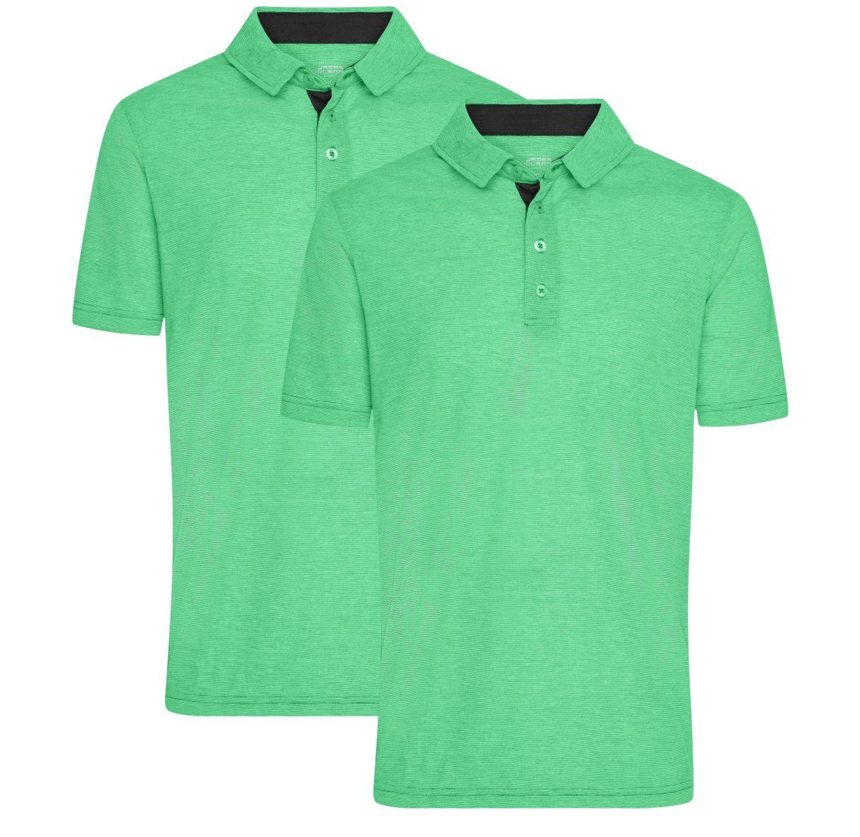 James & Nicholson Herren (Doppelpack, und JN754 Qualität Jersey Single fern-green/white Doppelpack Atmungsaktiv Feuchtigkeitsregulierend Poloshirt im Funktionspolo 2er-Pack)