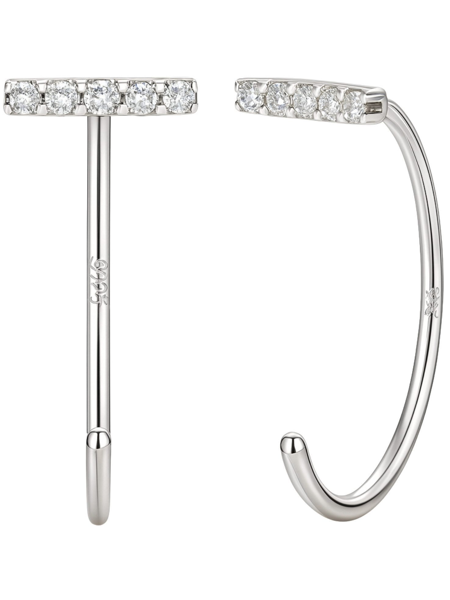 S&T Design Paar Ohrstecker Design Damen Ohrringe aus 925 Silber mit Moissanite (Zertifikat 925 Silber, Geschenkbox)