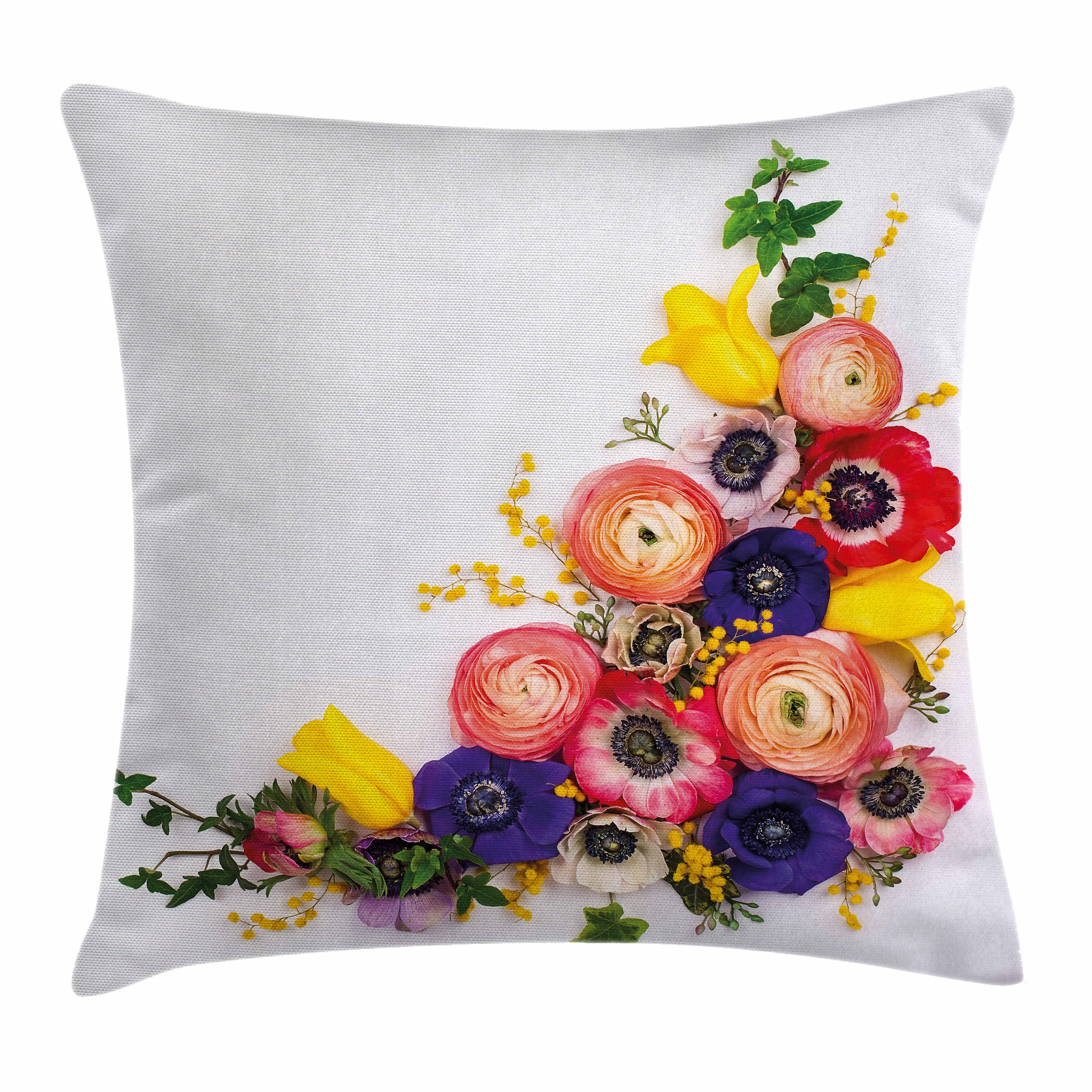 Kissenbezüge Druck, Waschbar (1 Kissenhülle Stück), Farbfesten Farben Klaren Windröschen mit Abakuhaus Reißverschluss mit Beidseitiger Blumen