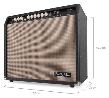 Rocktile GA-60 Mark Gitarrenverstärker Verstärker (Anzahl Kanäle: 2 (Normal/Drive), 60 W, Gitarrencombo - 2-Band-EQ pro Kanal - Mit Federhall-Effekt & Effektweg)
