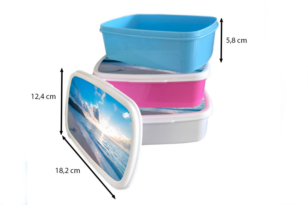 rosa Kunststoff Meer - - Lunchbox (2-tlg), Strand für Mädchen, Kinder, Snackbox, Muschel, Brotbox Kunststoff, Brotdose MuchoWow Erwachsene,