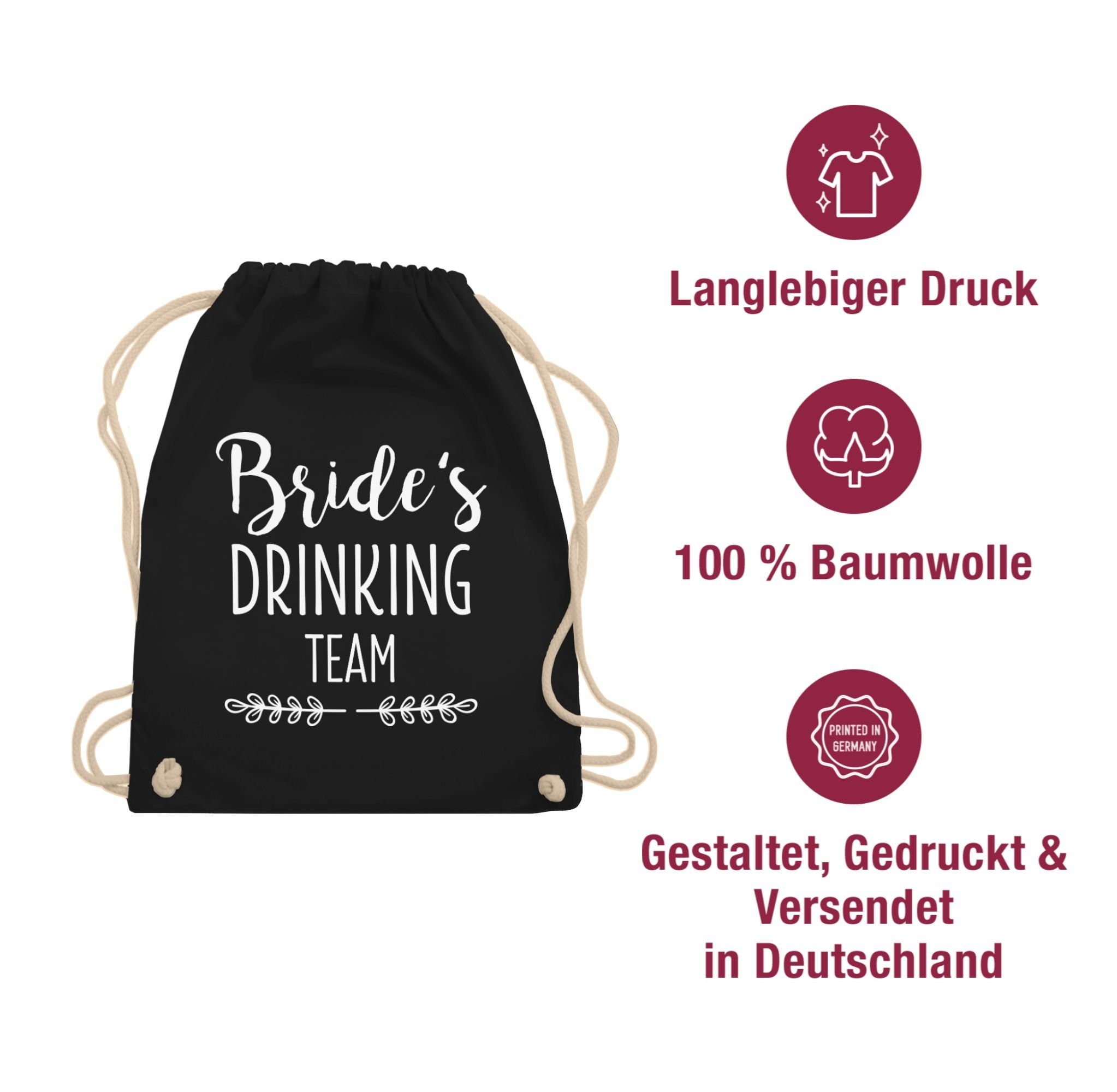 Junggesellenabschied JGA Shirtracer Team, Schwarz Drinking Turnbeutel Frauen Bride's 03