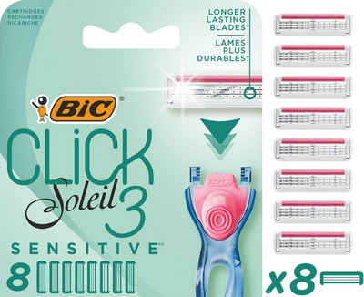 BIC Rasierklingen BIC Click 3 Soleil Sensitive Damenrasierer-Nachfüllklingen – 8er Nachfüllpackung, 8-tlg.