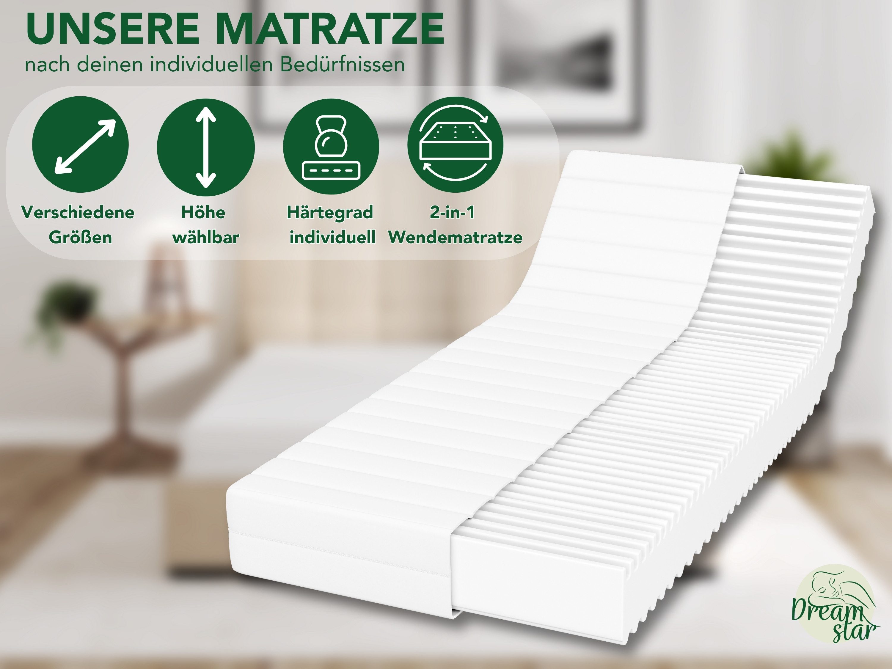 Kaltschaummatratze Simple Flex, 7-Zonen Wendematratze mit zwei Liegeseiten günstig online kaufen