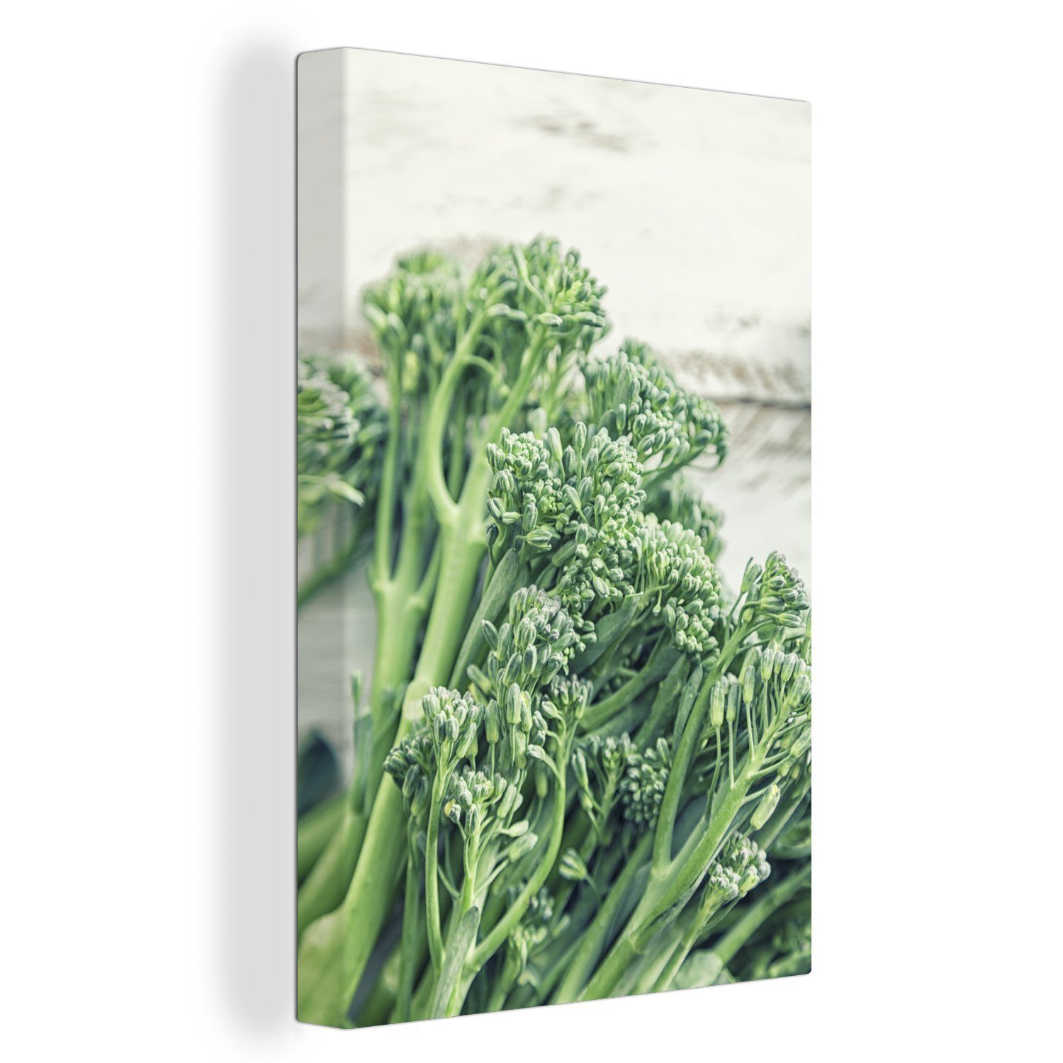 OneMillionCanvasses® Leinwandbild Ein Bündel Bimi-Gemüse, (1 St), Leinwandbild fertig bespannt inkl. Zackenaufhänger, Gemälde, 20x30 cm