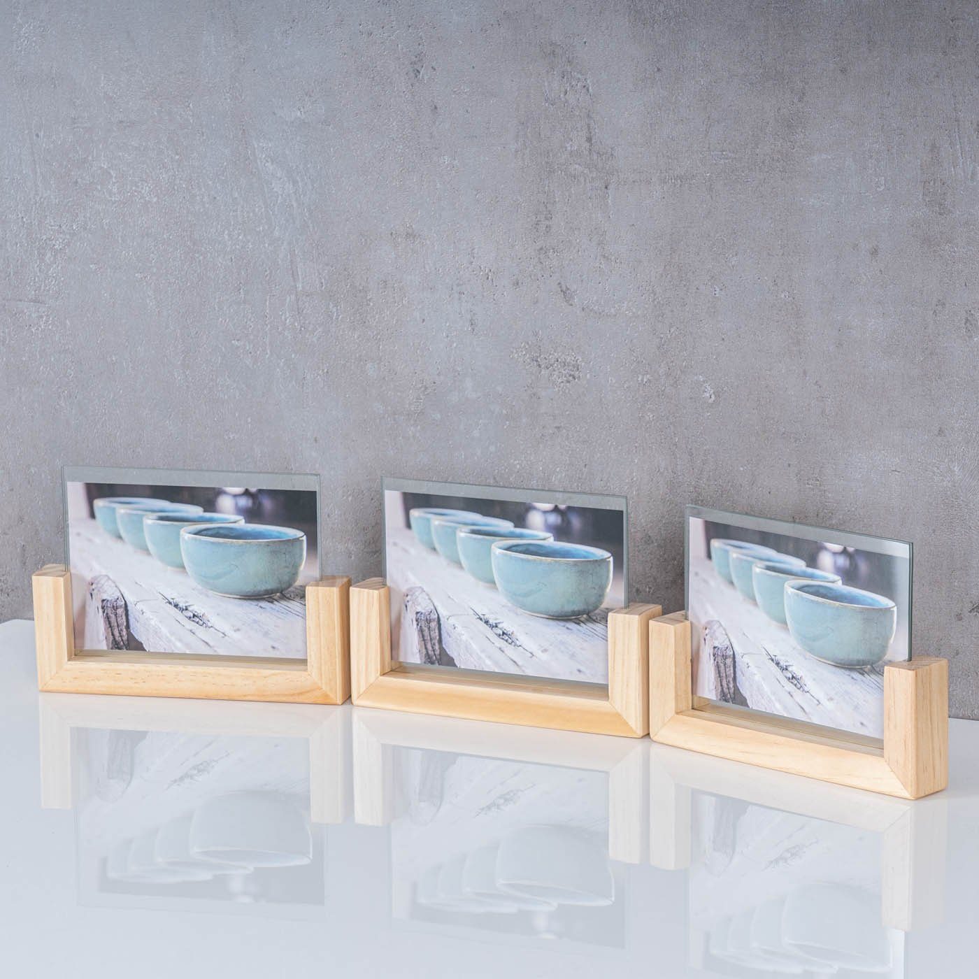 Glas Holz Deko Aufsteller Einzelrahmen 3er Levandeo® Bilderrahmen, 10x15 Bilderrahmen Set Fotorahmen