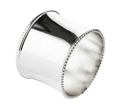 EDZARD Serviettenring Perla, Versilbert, (4er-Set), anlaufgeschützt, Ringe für Stoffservietten und Papierservietten, edle Serviettenhalter als Tischdeko in Silber-Optik