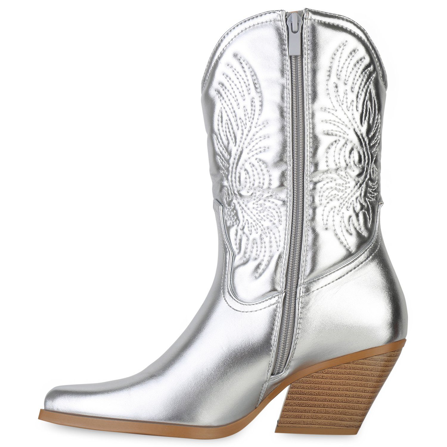 Cowboy Schuhe Boots VAN HILL Silber 840253