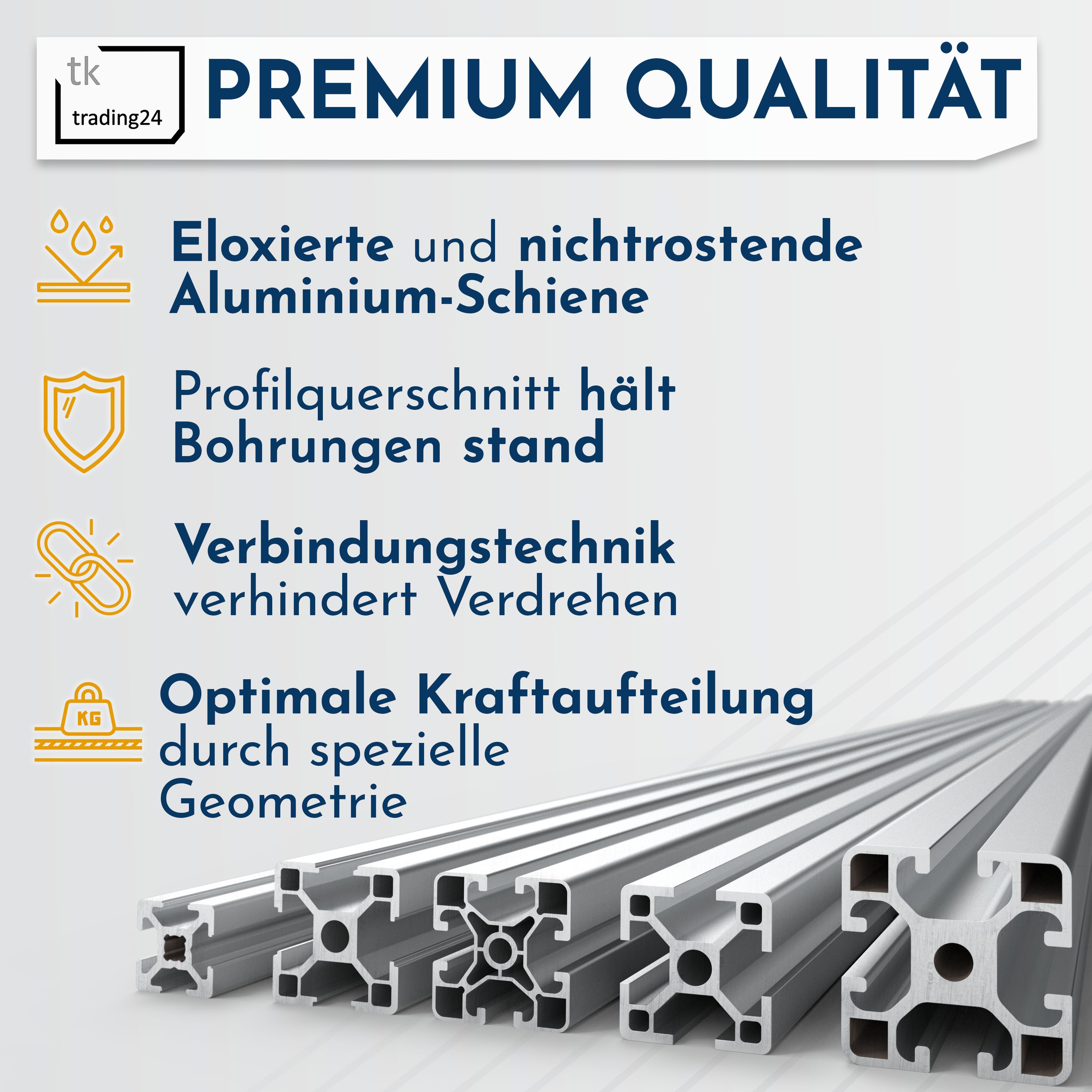 KLAK Profil KLAK 20 - 12x Aluprofil 20x20mm 2m System-, Montageprofil Typ-I Nut 6 (Set, KLAK 20) – Bild 4 von 5