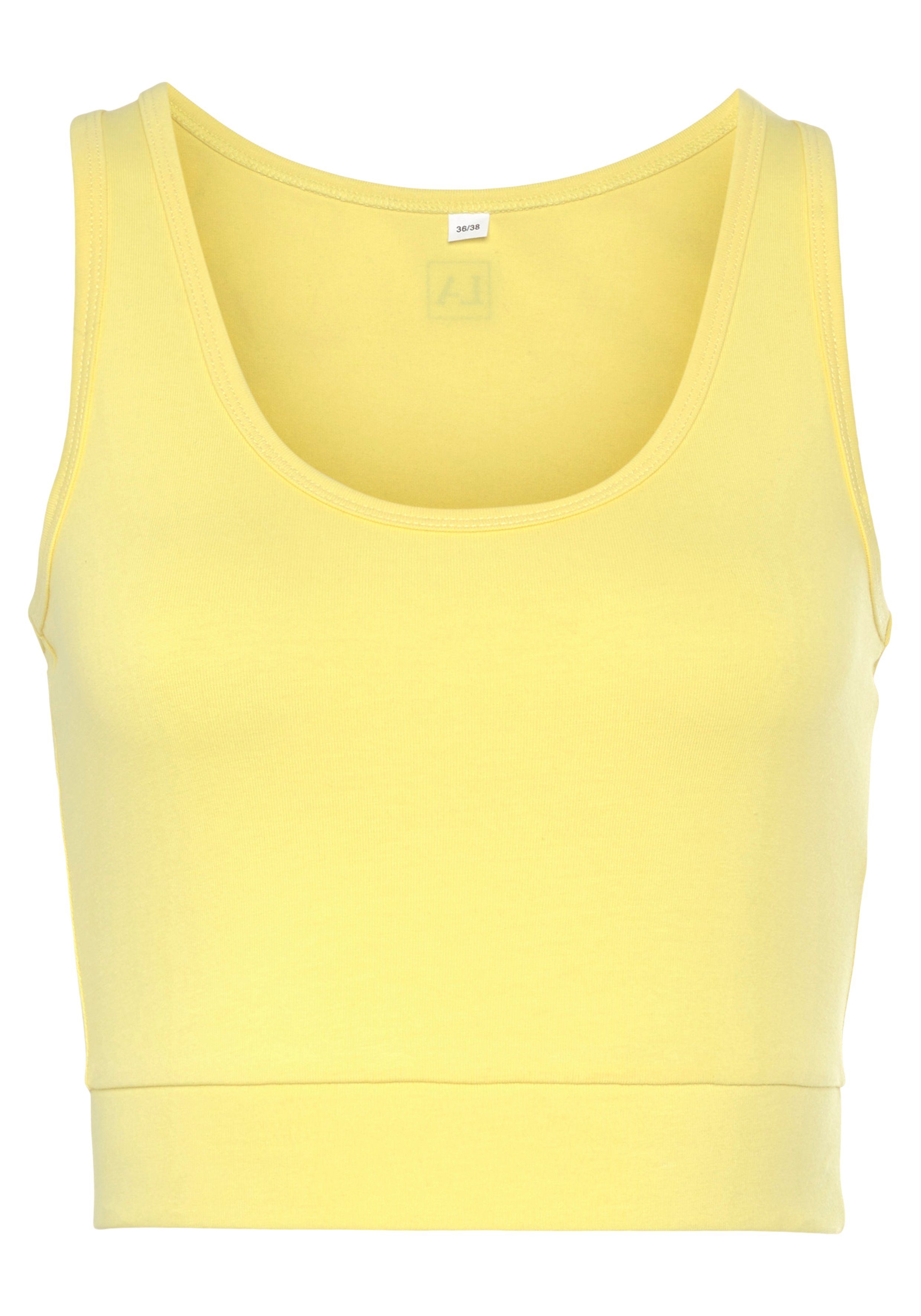 Trägern ACTIVE mit breiten Sporttop gelb -Basic-Crop-Top LASCANA