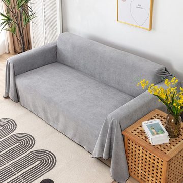 Sofaschoner Sofa überwurfdecke Premium 180 x 300cm Grau FELIXLEO