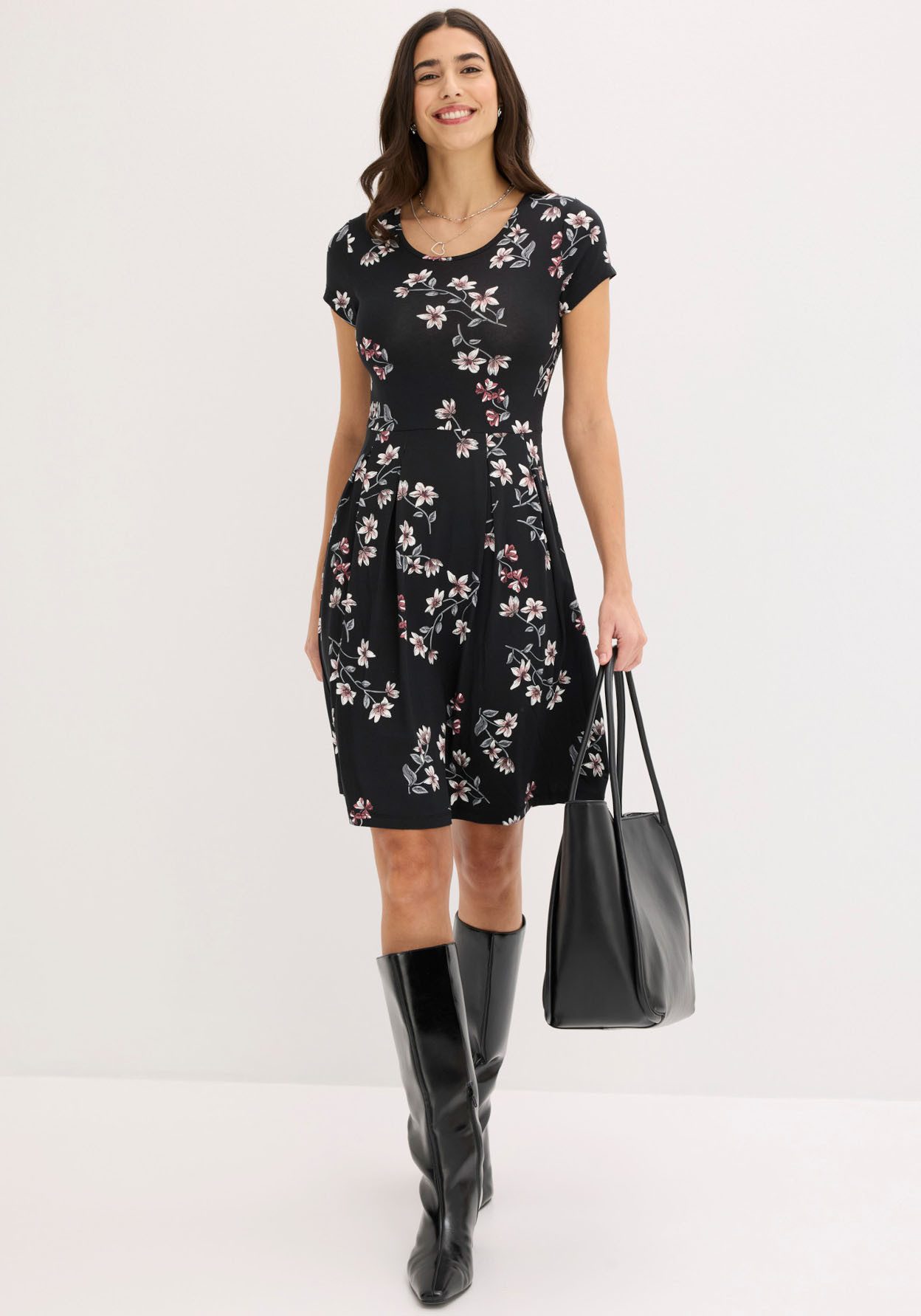 bonprix Jerseykleid (1-tlg) für sommerliche Tage, aus Viskose-Mix, ausgestellte Passform