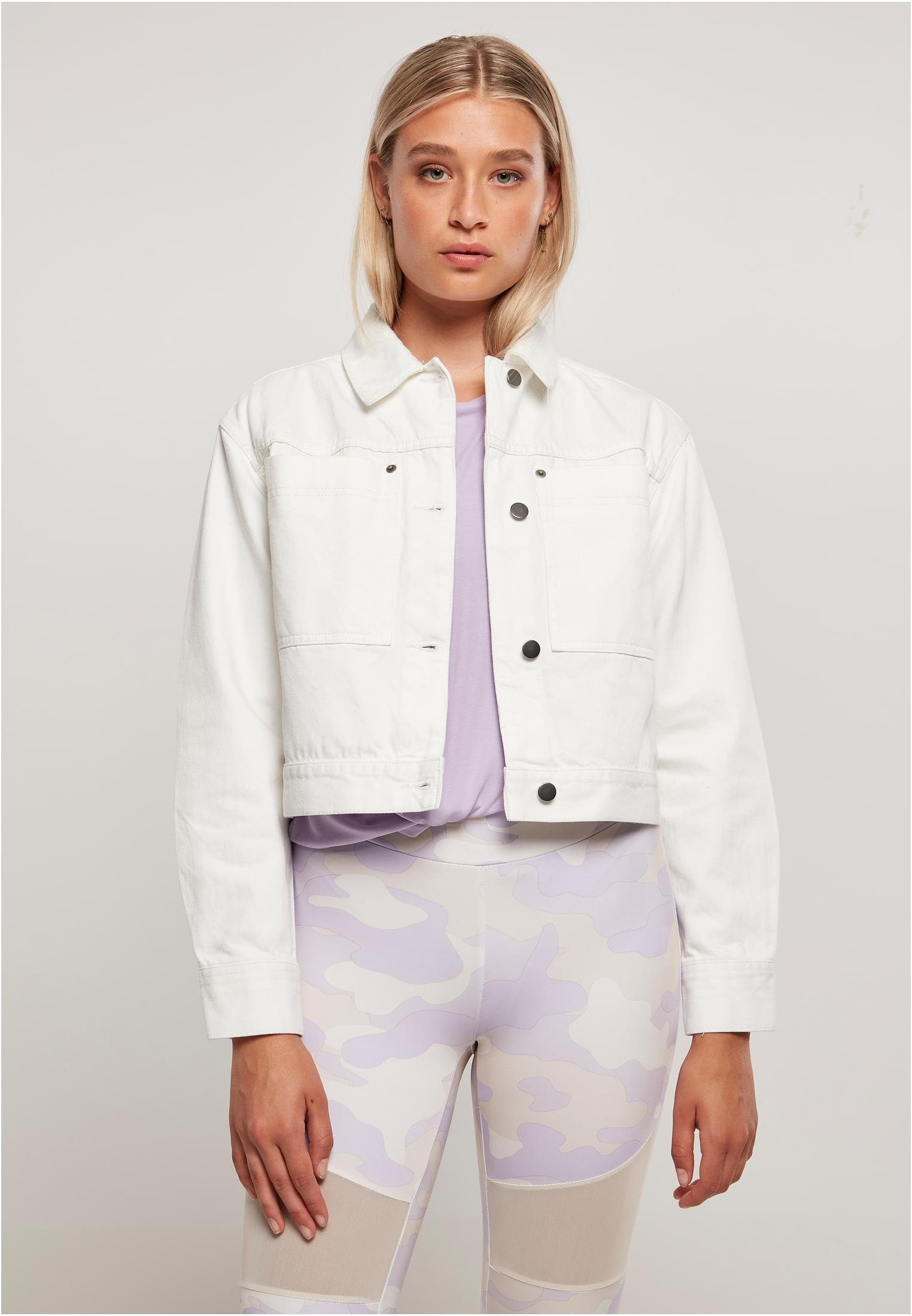 Boxy (1-St) Worker Jacket CLASSICS Damen Short Ladies Outdoorjacke white URBAN