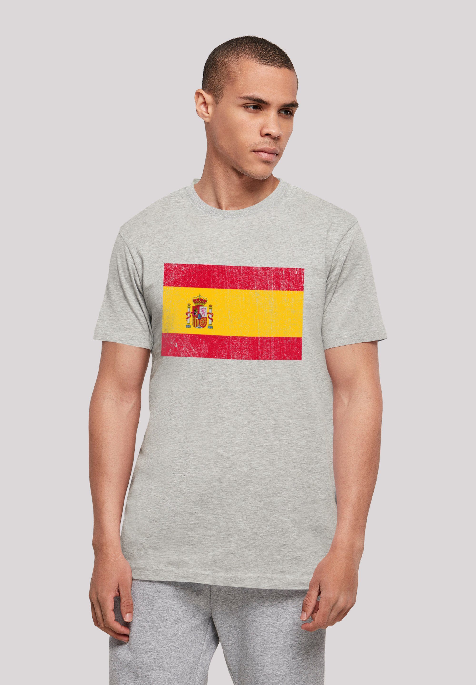 F4NT4STIC T-Shirt Spanien Flagge Spain distressed Print heather grey