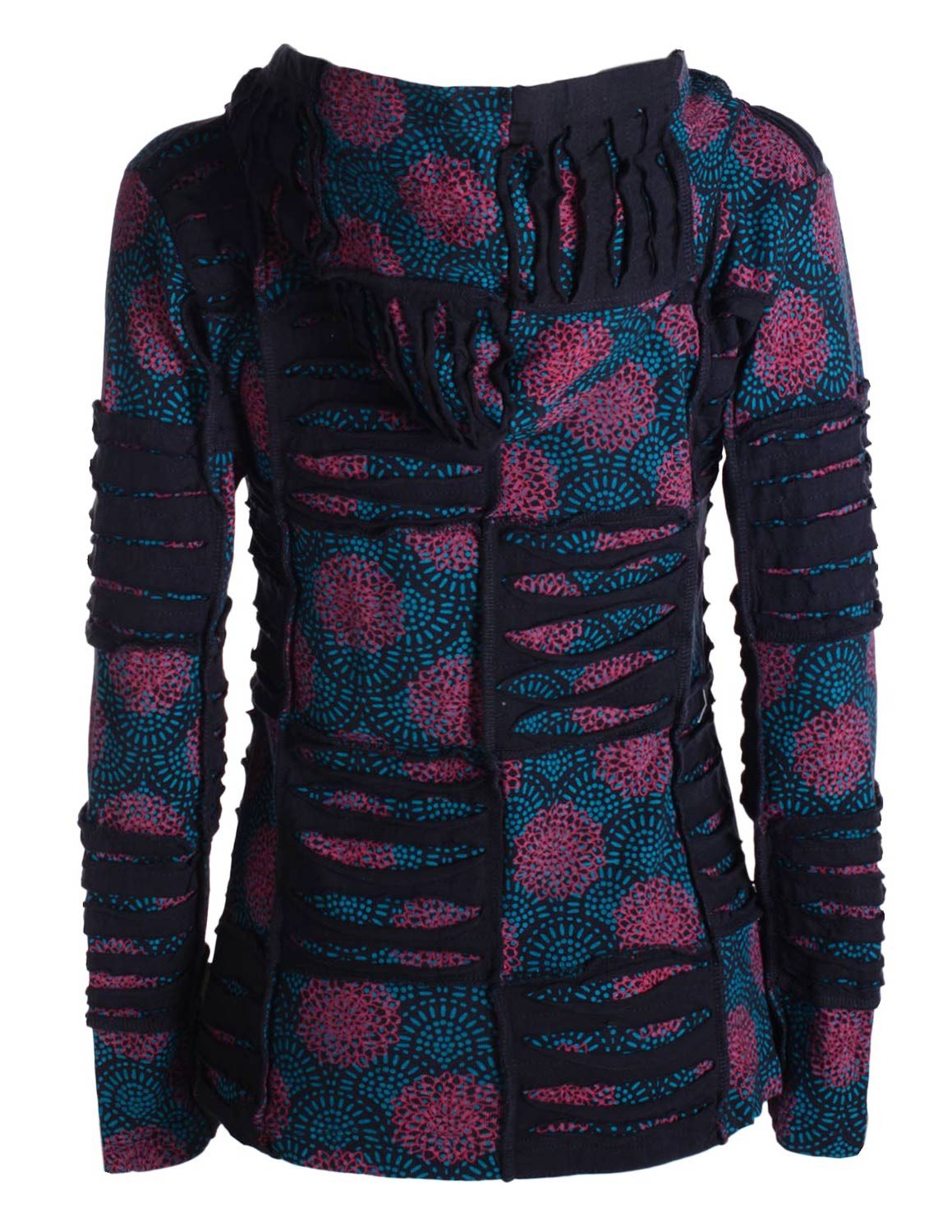 Vishes Kapuzensweatjacke Damen Patchwork Jacke Blumen-Sweatjacke günstig online kaufen