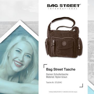 BAG STREET Schultertasche Bag Street Damenhandtasche Schultertasche (Schultertasche), Schultertasche Nylon, braun ca. 30cm x ca. 22cm
