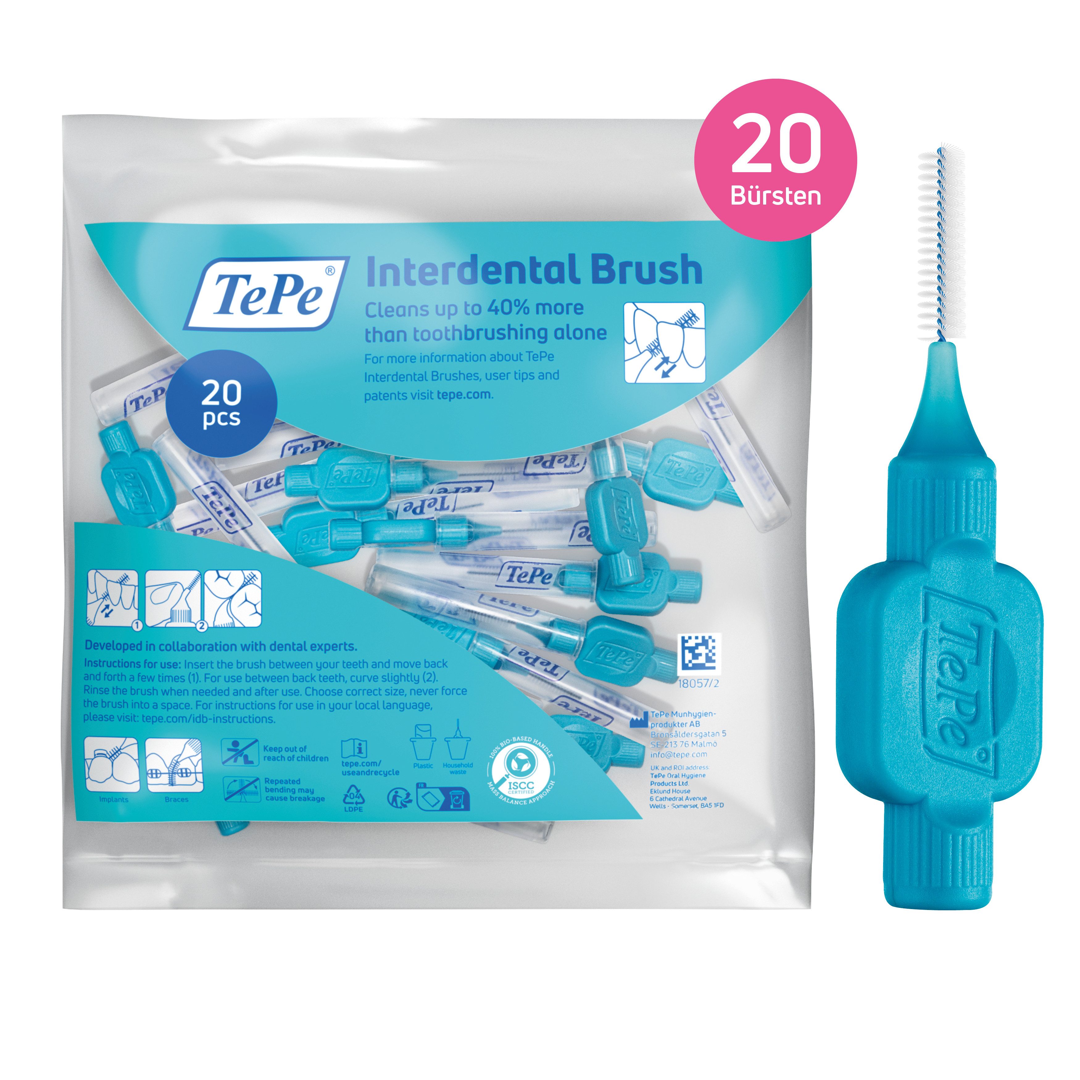 TePe Interdentalbürsten Original Zahnreinigungsstäbchen aus Schweden, Effiziente Zahnpflege, ISO-Größe 3, 20 Stk.