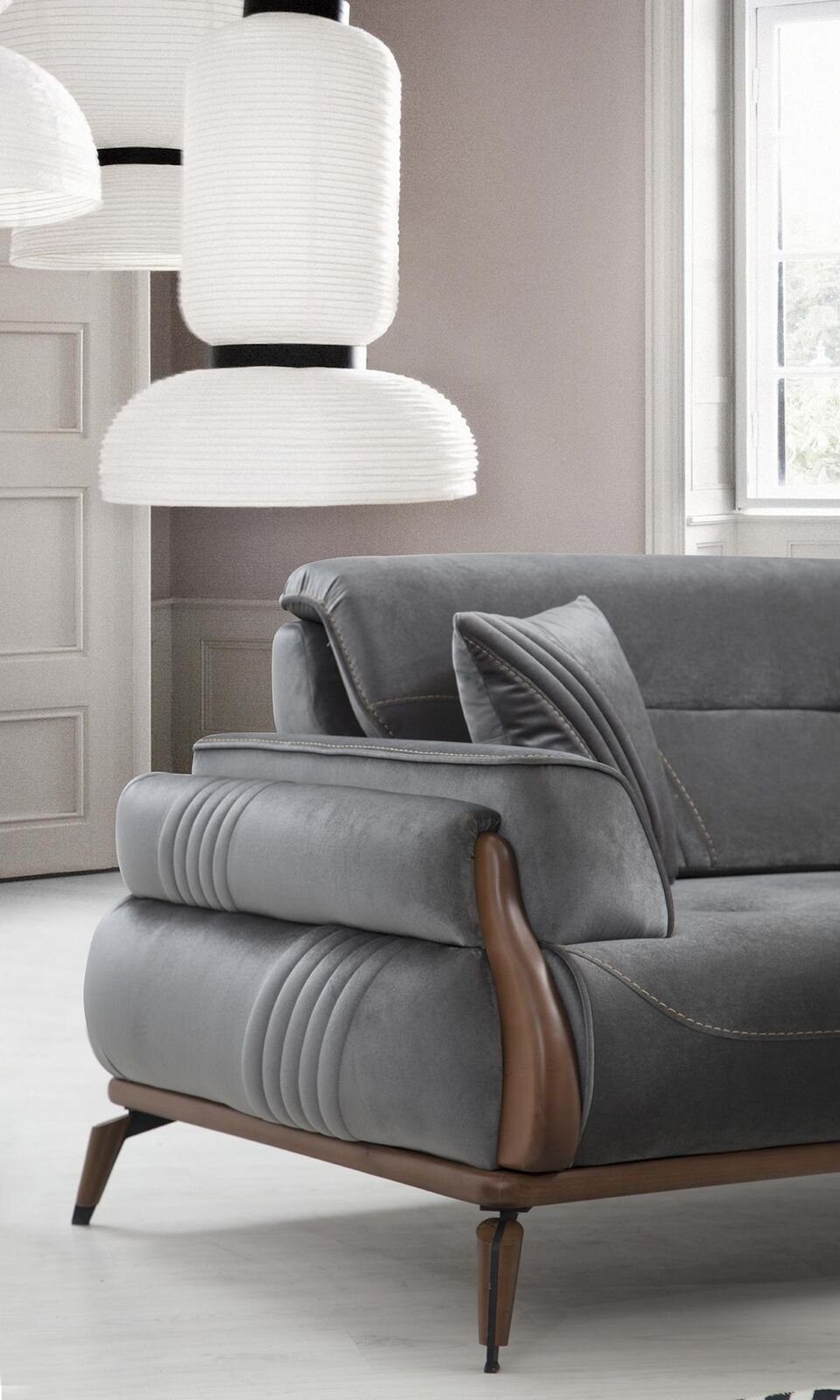 JVmoebel Wohnzimmer-Set 2x Luxus Sofas Sofa, Wohnzimmer Set in Made 2x Designer Polstersofas Dreisitzer Europa Sessel, Sessel), (3-St
