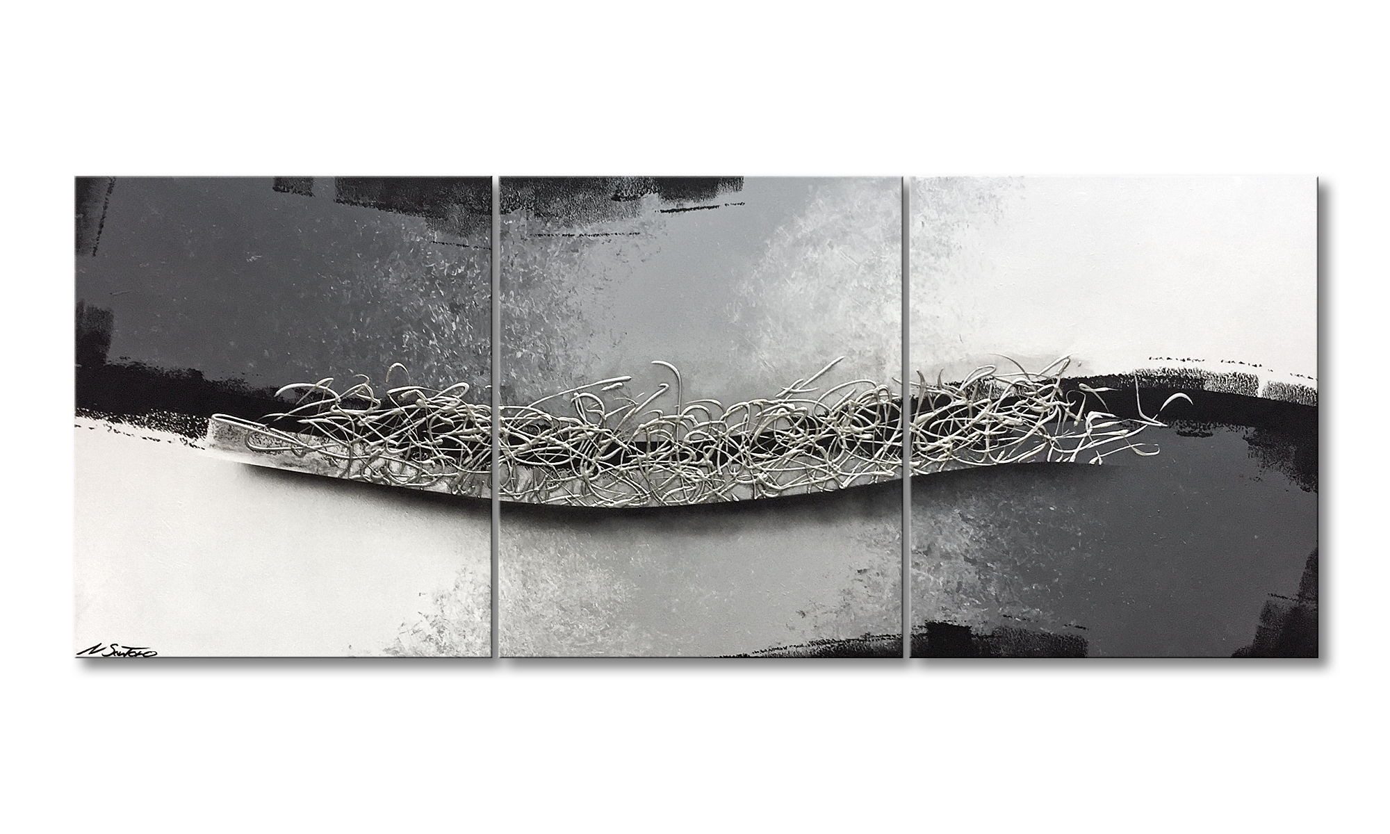 WandbilderXXL Gemälde Between Light And Shadow 180 x 70 cm, Abstraktes Gemälde, handgemaltes Unikat