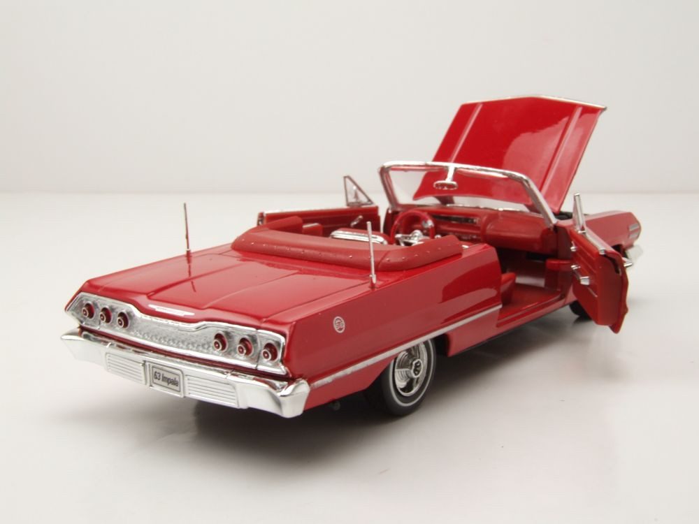 Welly Modellauto Chevrolet Impala Convertible 1963 rot, Maßstab 1:24