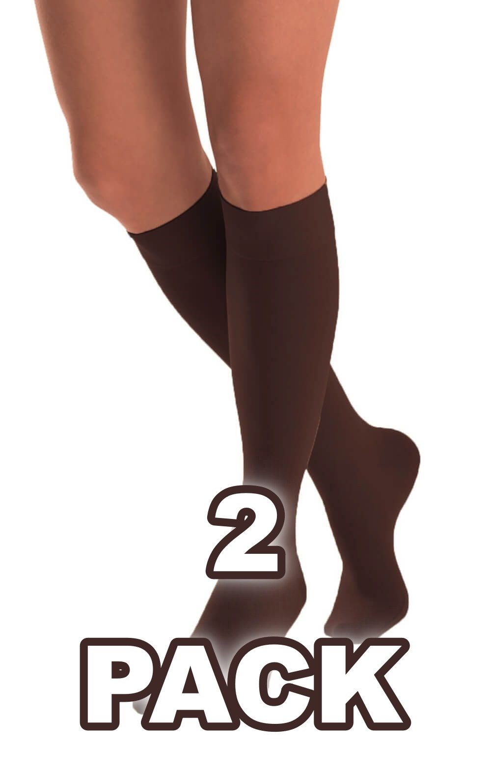 Aurellie Kniestrümpfe 2er Kniestrümpfe Lycra-Kniesocken mit 60 DEN Onesize (2-Paar)