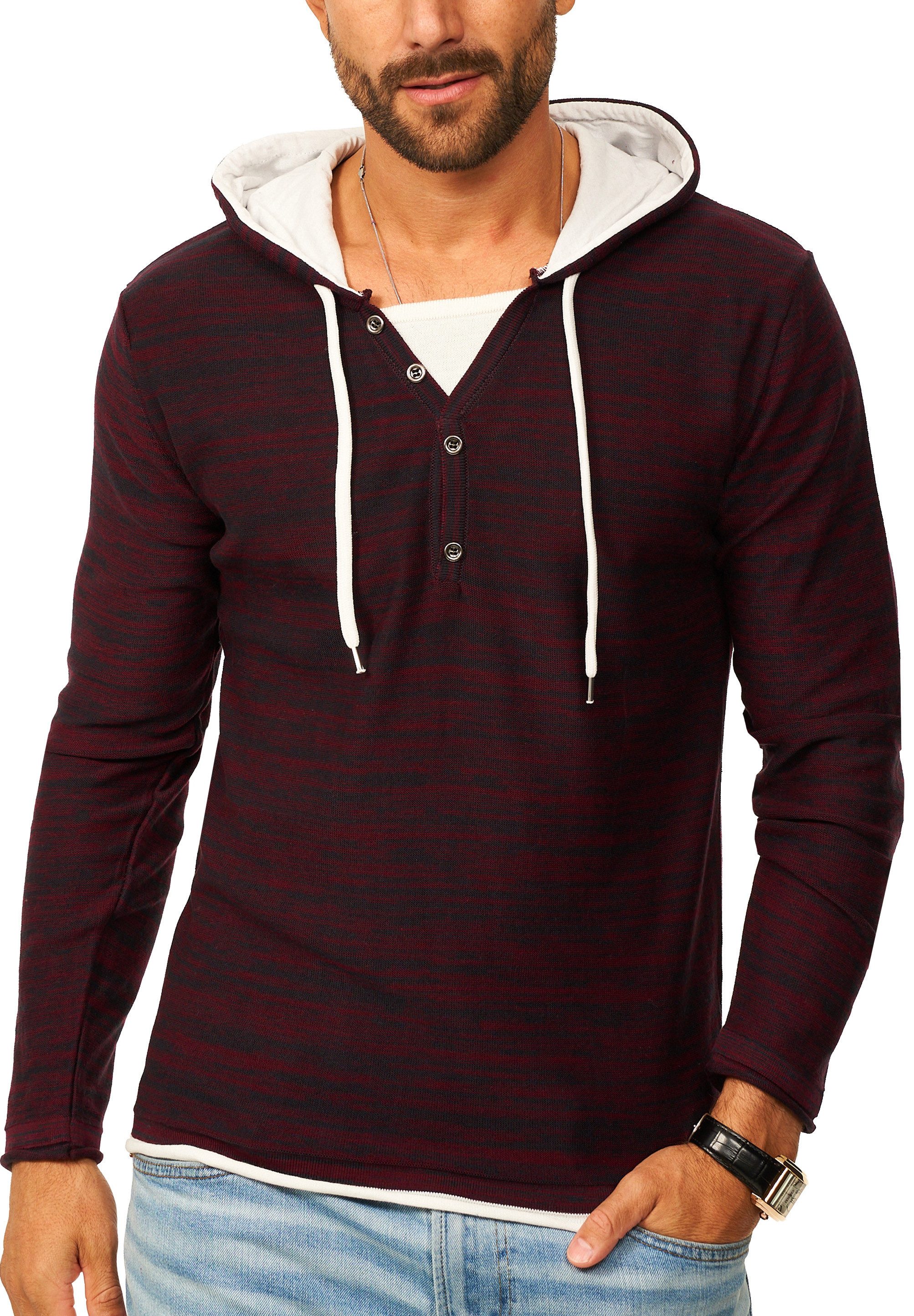 behype Strickpullover als Feinstrick Hoodie Pulli für Herren Männer Winterpullover als dünner Pullover - Regular-Fit