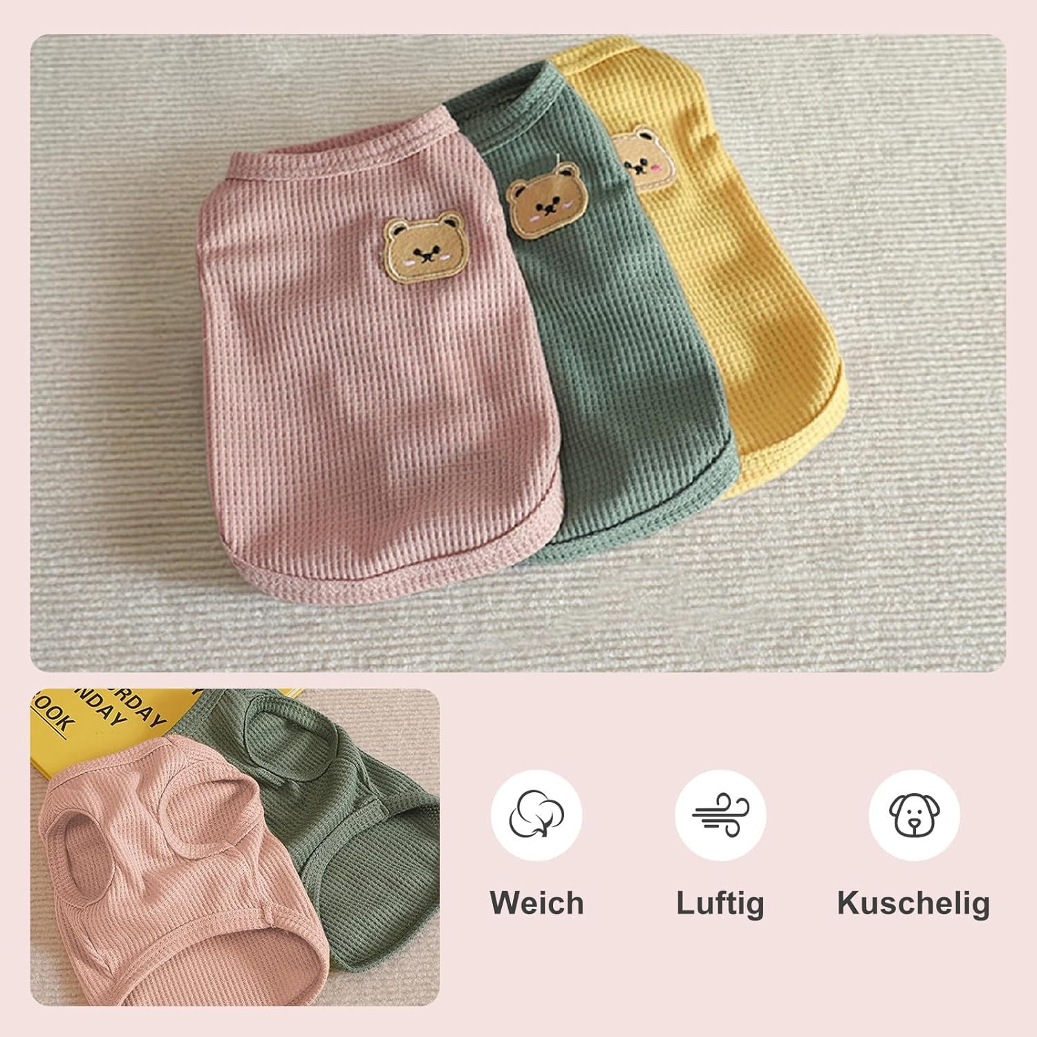 FELIXLEO Hundeshirt Hundeshirt für kleine Hunde Atmungsaktiv Dackel 3er Pack M