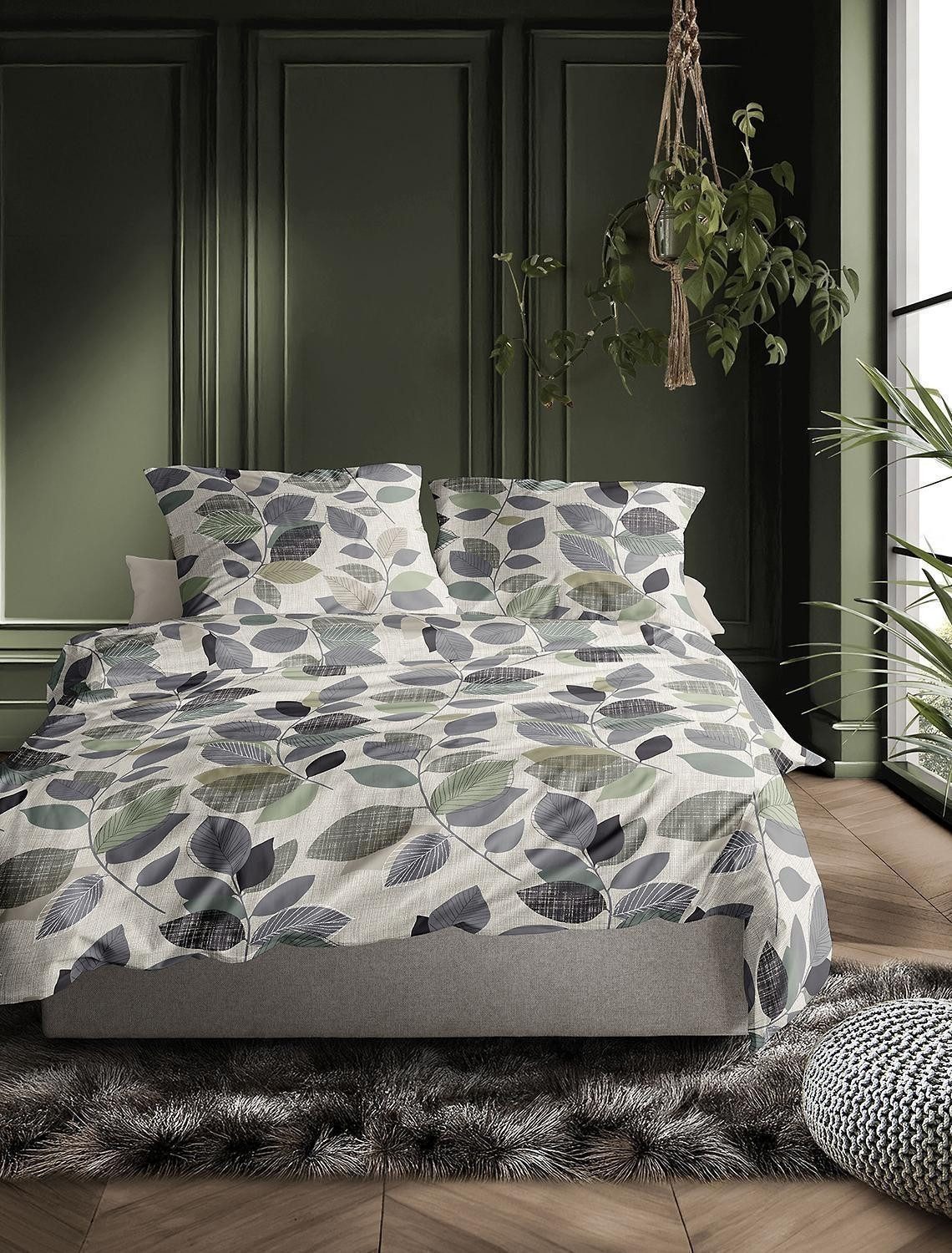 Irisette Bettwäsche BILU, 155x220 cm, Graugrün, günstig online kaufen