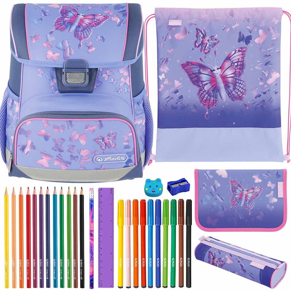 Herlitz Schulranzen Set Loop Plus 10-teilig 2025 Mädchen Butterfly Paradise