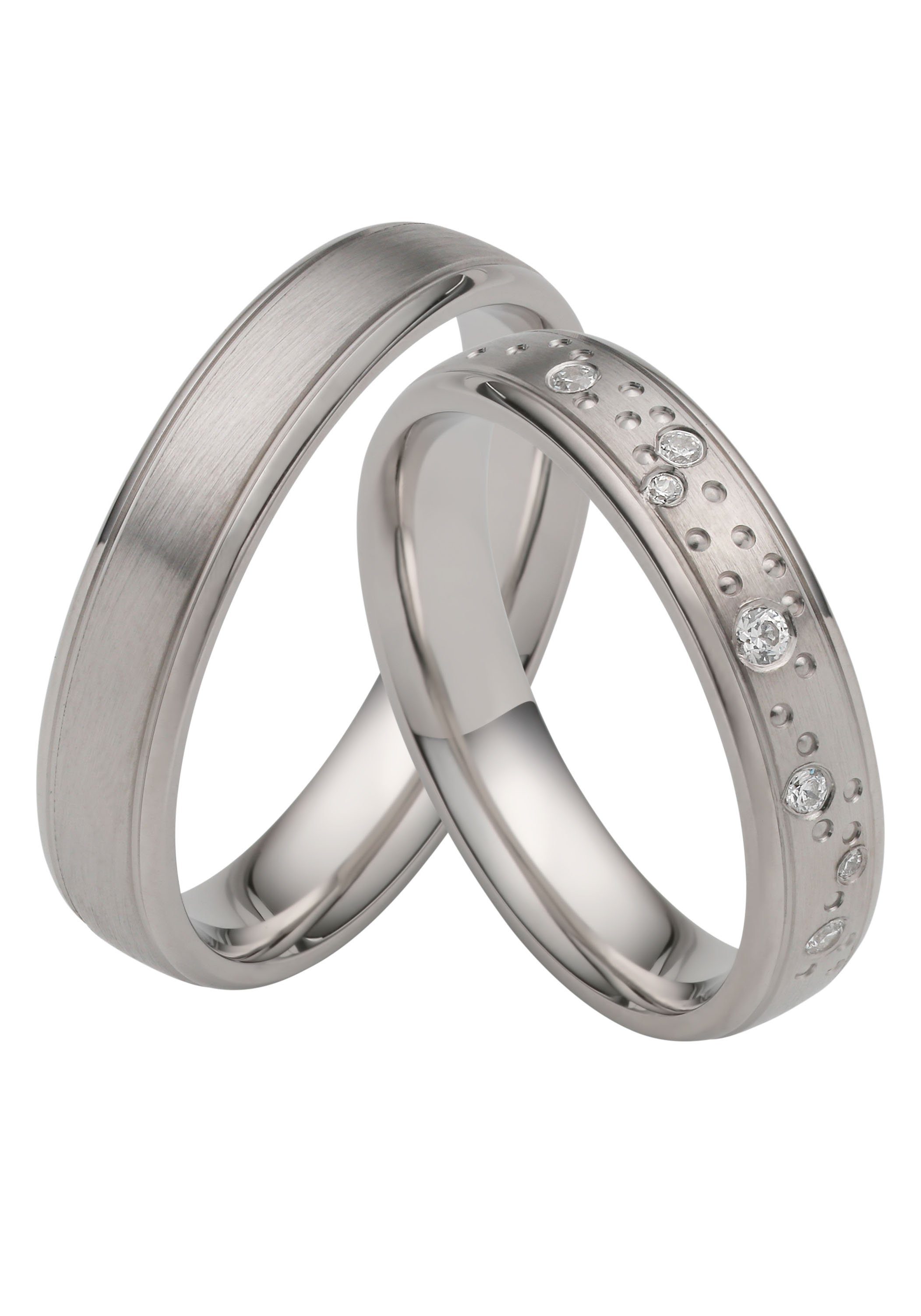 Firetti Trauring Schmuck Geschenk Hochzeit Ehering "LIEBE", Made in Germany - wahlweise mit oder ohne Zirkonia (synth)