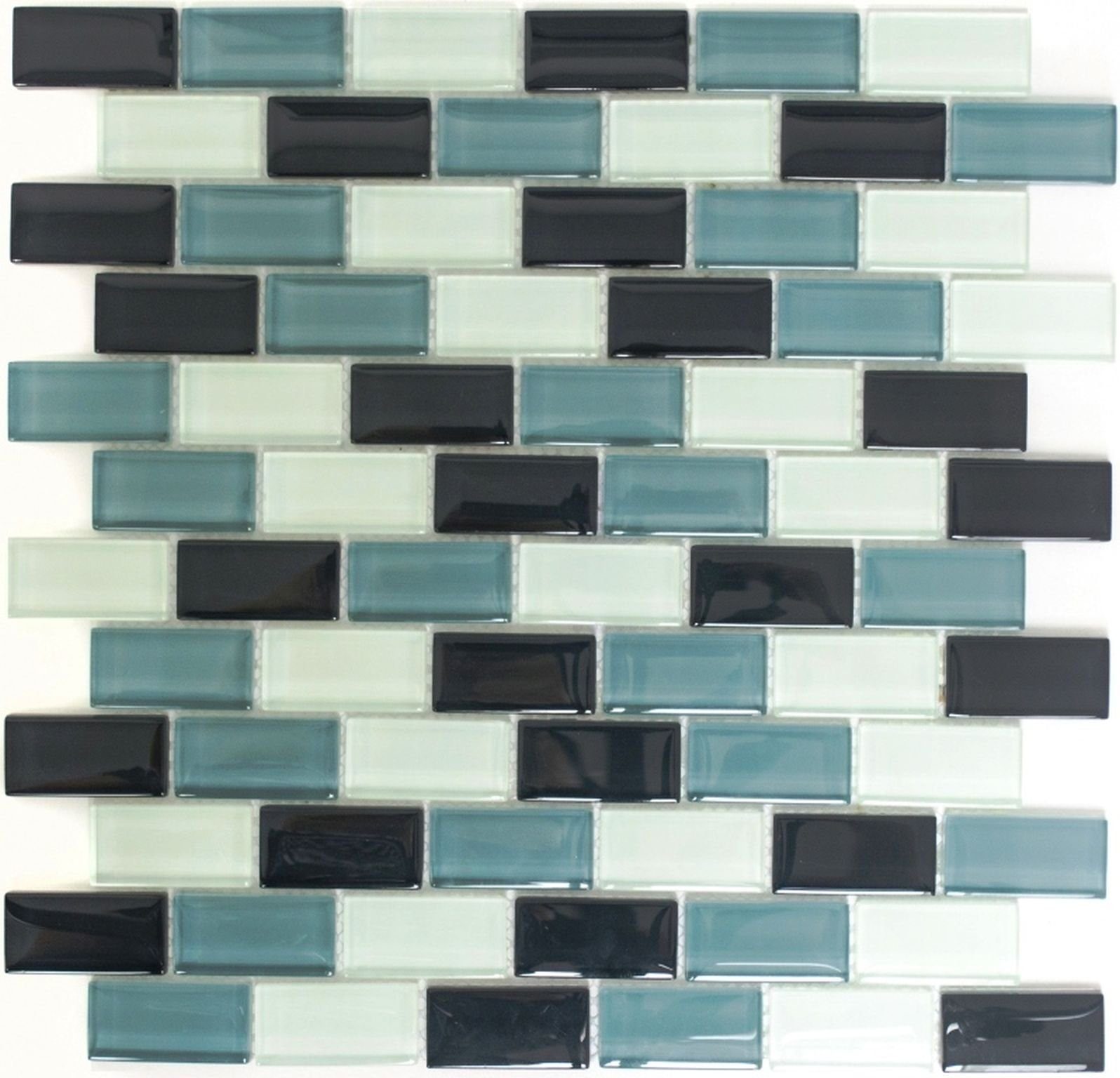 Mosani Mosaikfliesen Glasmosaik Mosaikmatte Mosaikbordüre weiss grau schwarz