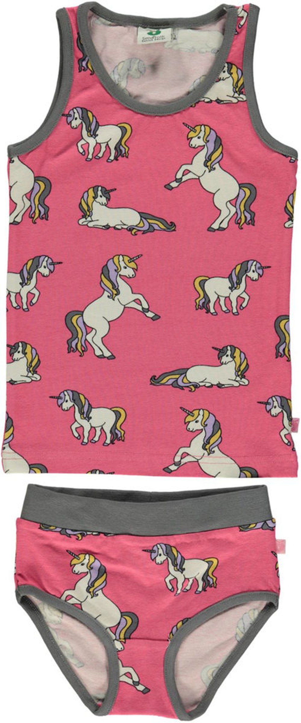 Småfolk Set: Unterhemd Smafolk Unterwäsche Set Einhorn pink