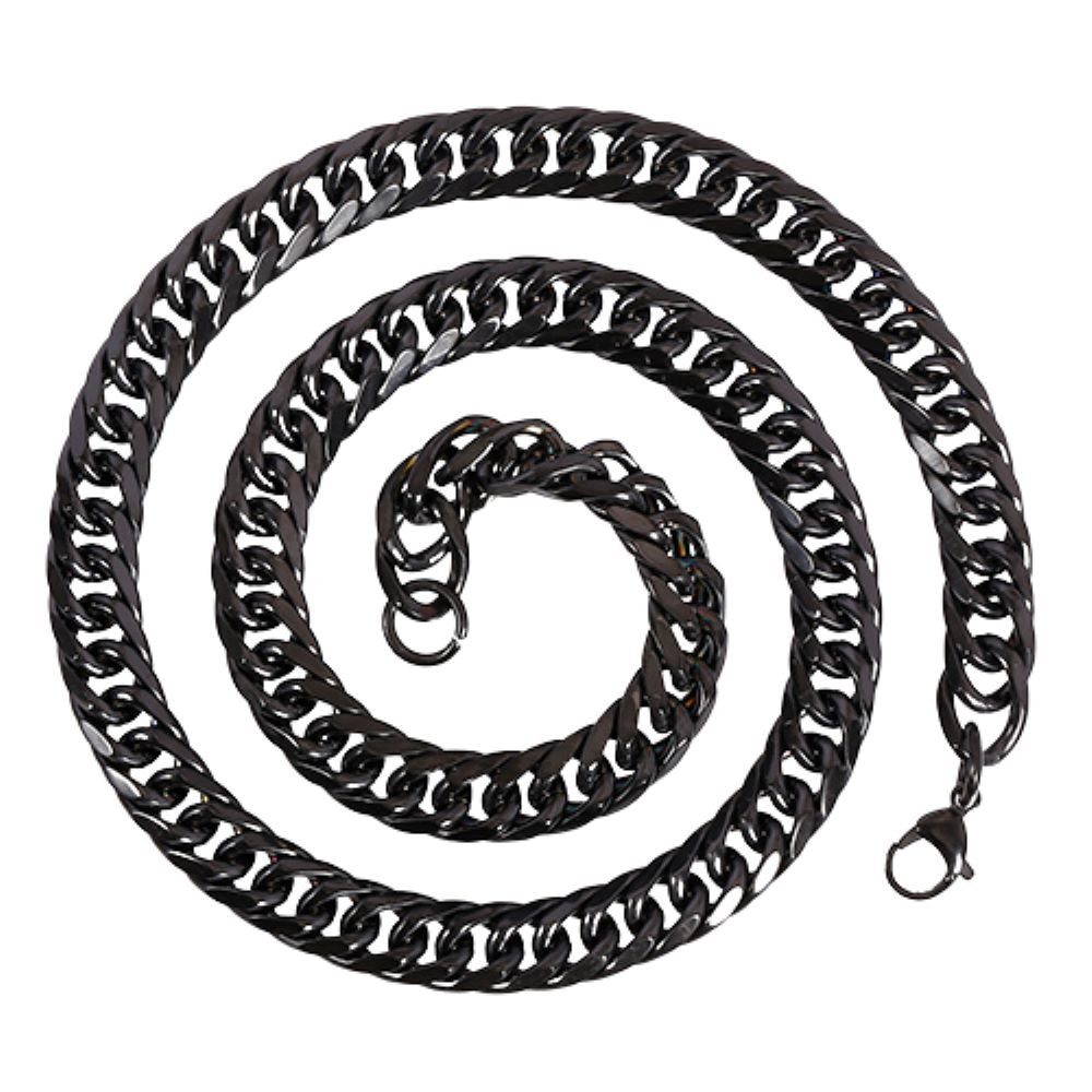 BUNGSA Ketten-Set Königskette massiv 11mm breit schwarz aus Edelstahl Herren (1-tlg), Halskette Necklace