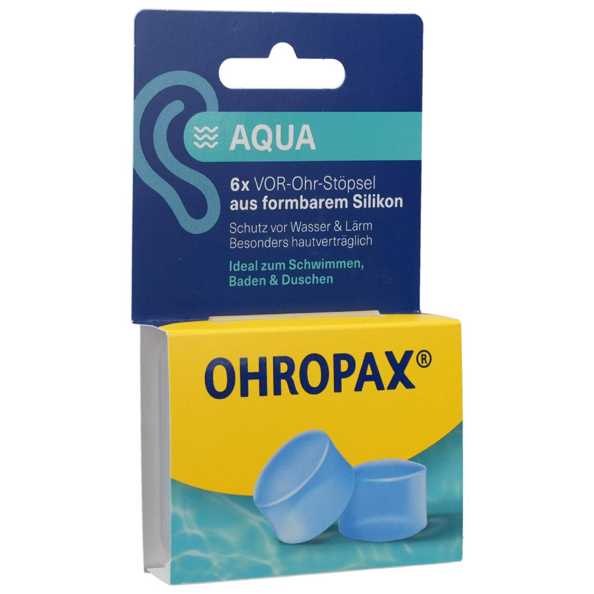 OHROPAX Gehörschutzstöpsel Aqua Silikon Vor-Ohr Stöpsel