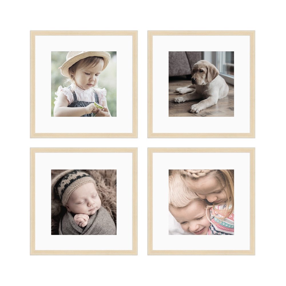 WANDStyle Bilderrahmen-Set H950, für 4 Bilder, Natur-Optik, aus Massivholz im Stil Modern