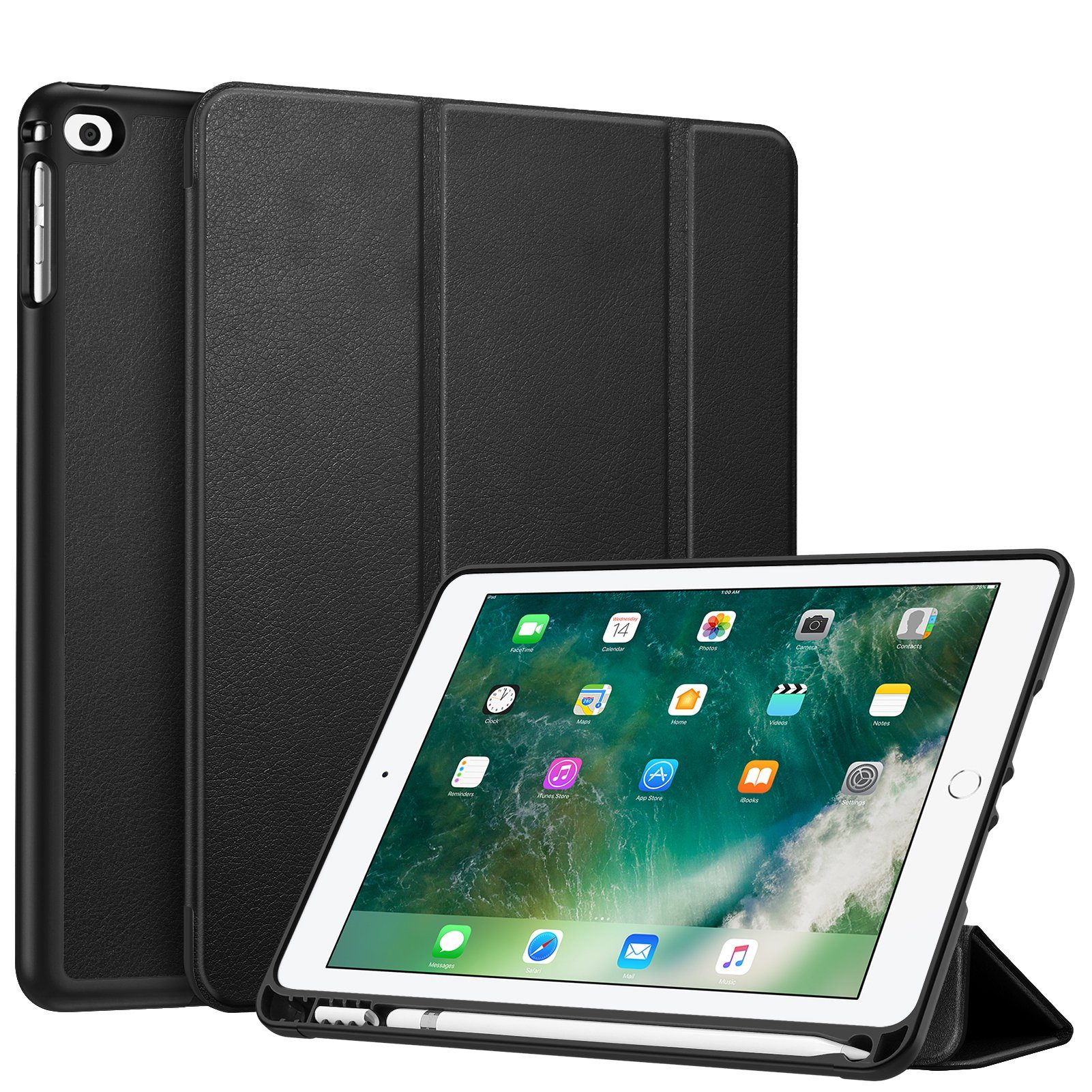 Fintie Tablet-Hülle für iPad 9.7 2018/2017 / iPad Air 2 2014 / iPad Air  2013, mit stifthalter und Soft TPU Rückseite Abdeckung, Auto Schlaf/Wach
