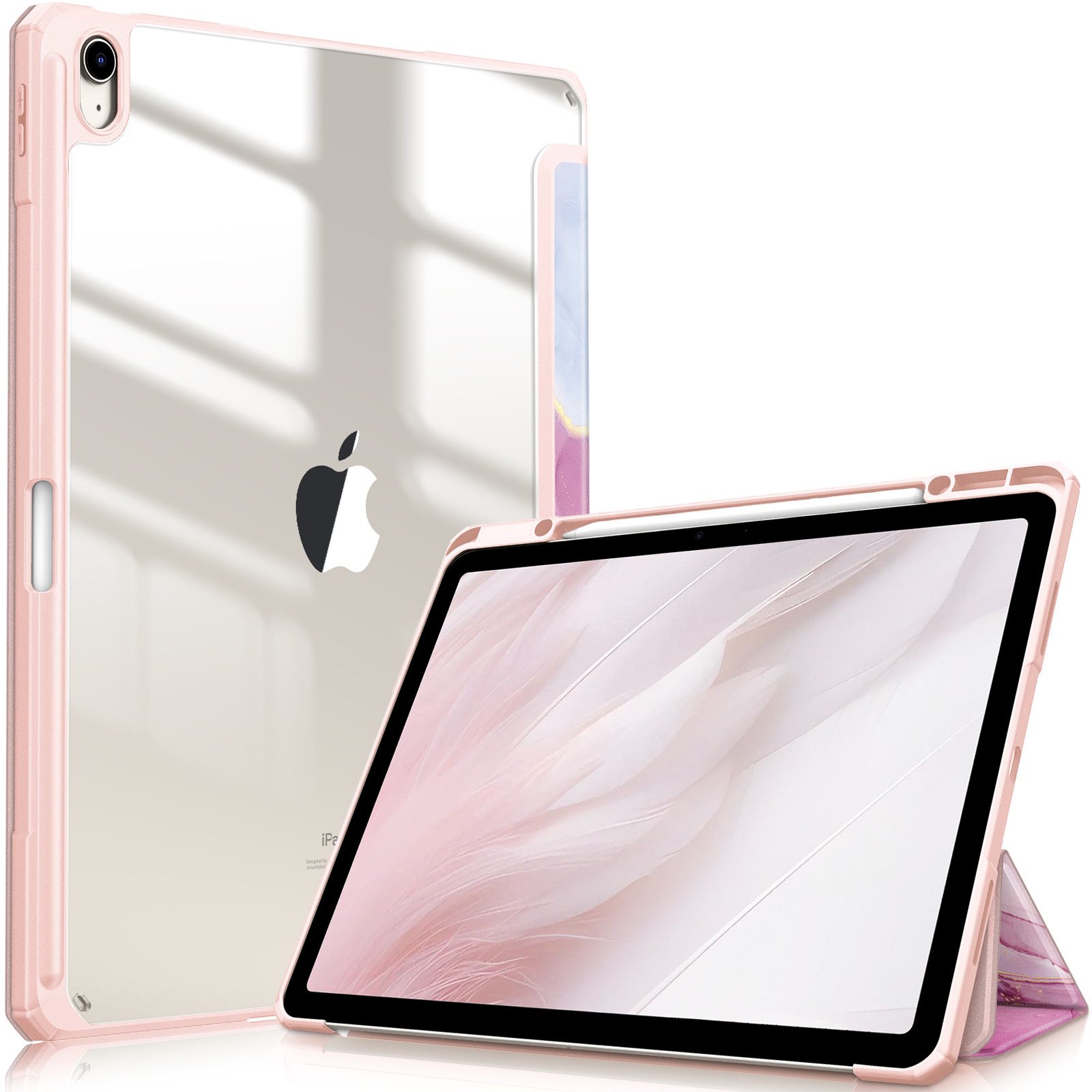 Fintie Tablet-Hülle für iPad Air 13 Zoll M4/M3/M2 (2026/2025/2024) mit Stifthalter, Stoßfeste Hybrid Case mit transparenter Hartschale auf der Rückseite