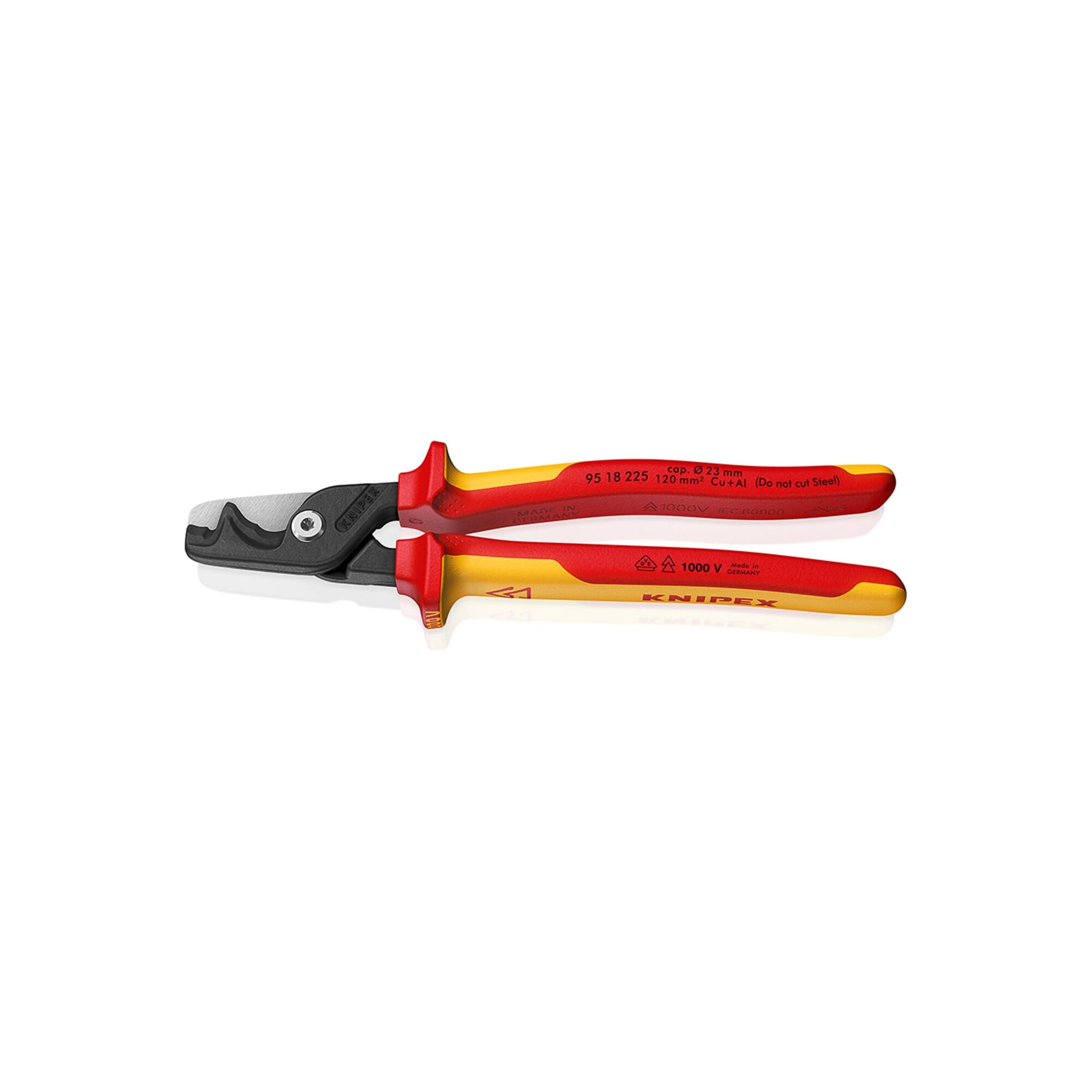Knipex Kabelschere KNIPEX 95 18 225 StepCut® XL Kabelschere mit Stufenschnitt isolierende