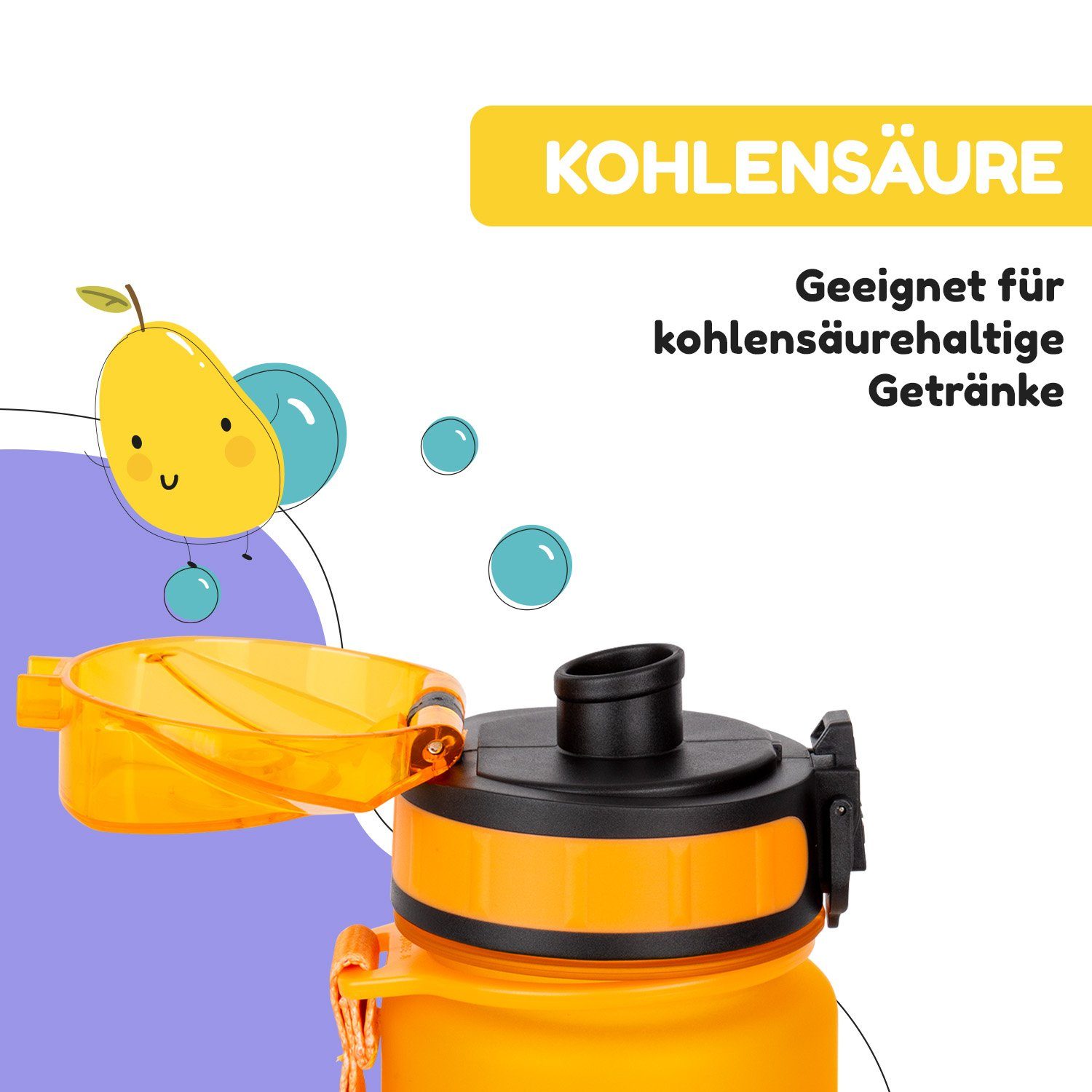 Klarstein Trinkflasche SMF5-TF500orngfrst, 500 Outdoor Schule Forest ml Kindergarten Kinderflasche Orange Sport