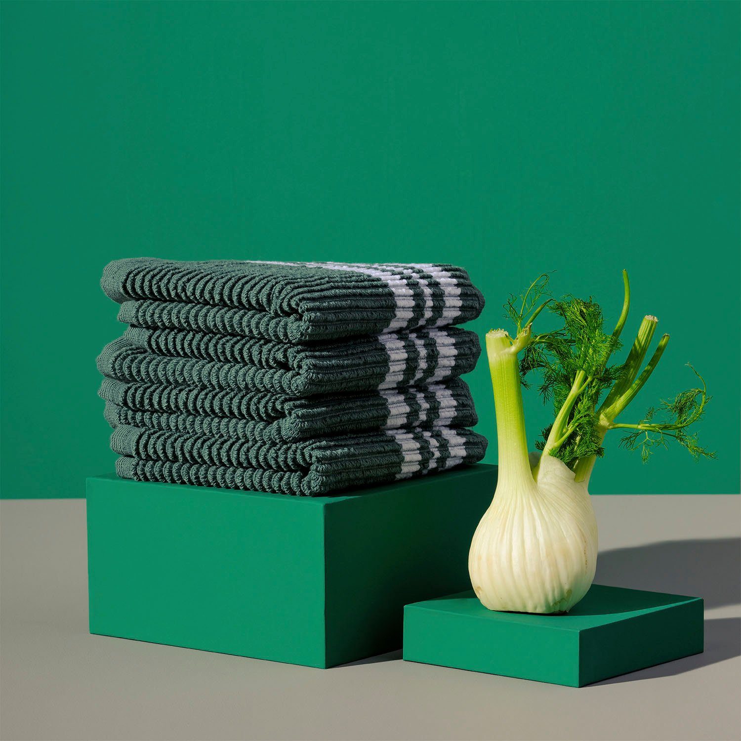 DDDDD Spültuch Provence, (Set, 4-tlg), reiner 30x30 cm Baumwolle, grün aus