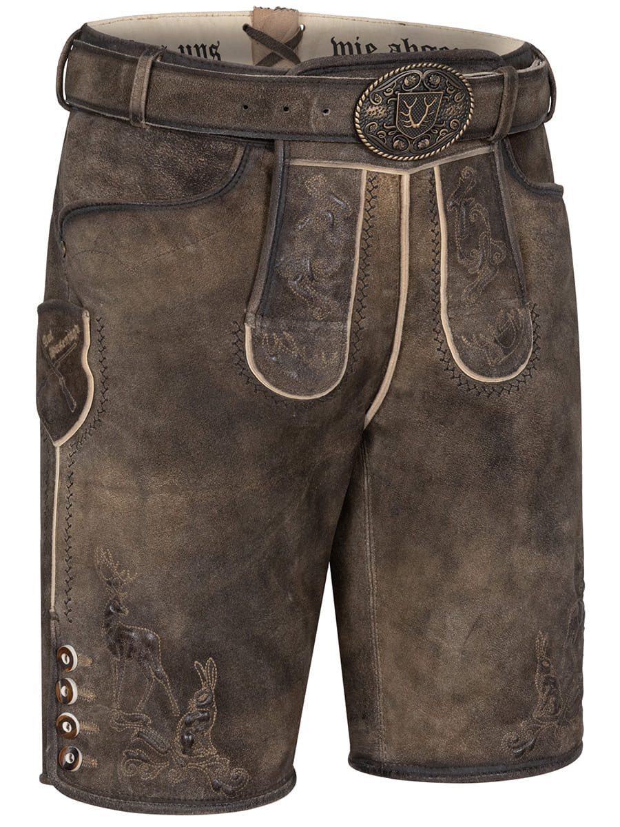 KRÜGER BUAM Trachtenlederhose Lederhose Hasenjagd mit Gürtel – Bild 2 von 4