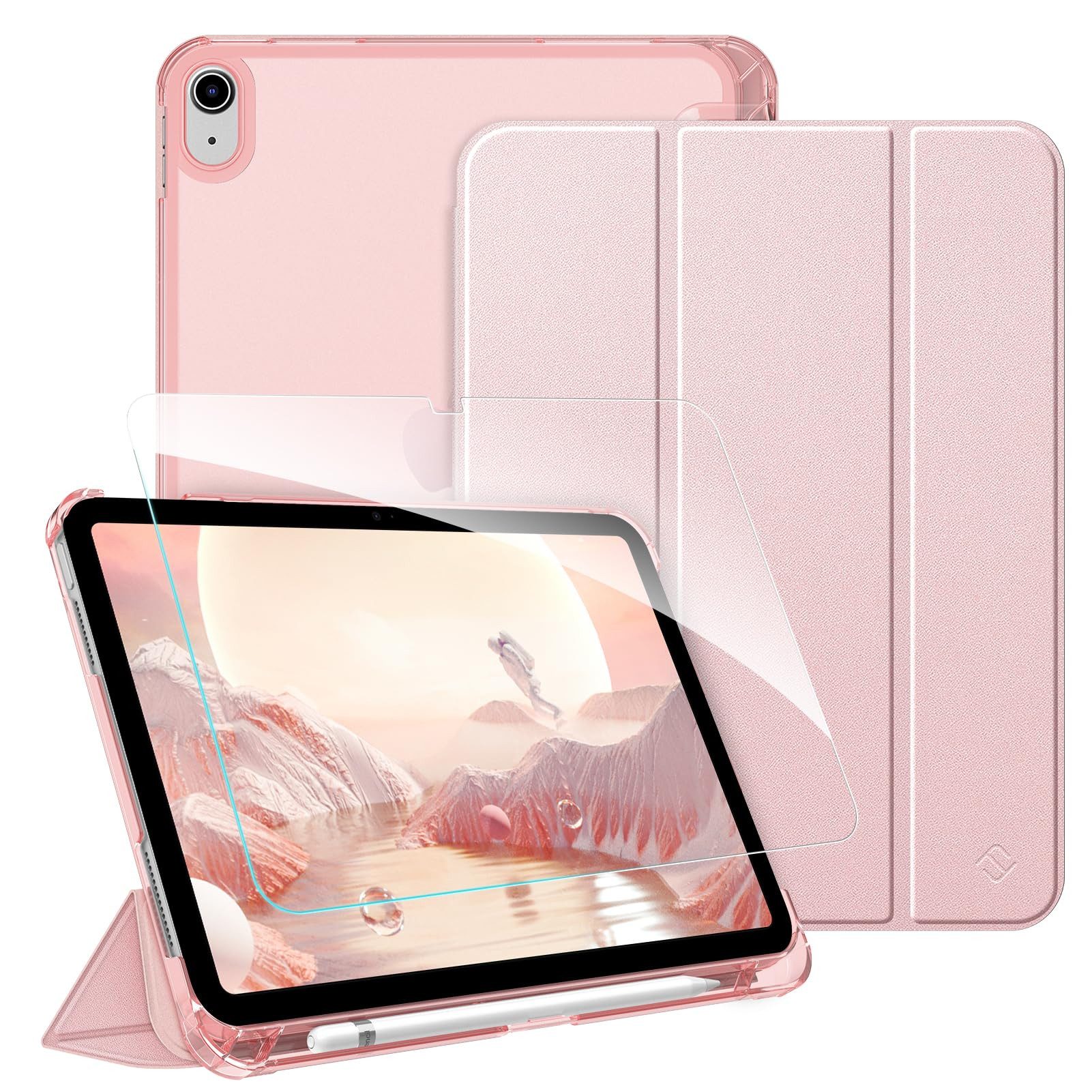 Fintie Tablet-Hülle für iPad 11 Generation 11'' 2025 (A16), iPad 10 Generation 10.9'' 2022, mit Schutzfolie-ultradünne transparente Rückseite Case mit Stifthalter