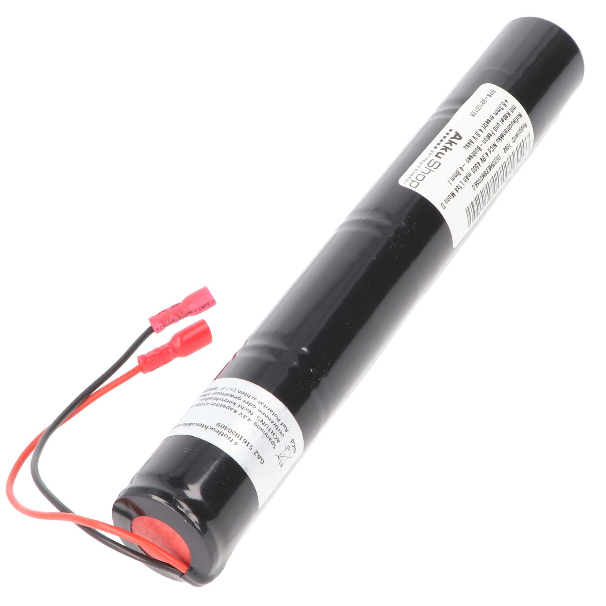 AccuCell Notleuchtenakku NiMH 4,8V 4500 mAh L1x4 Mono D mit Kabel und Faston-B Akku 4500 mAh (4,8 V)