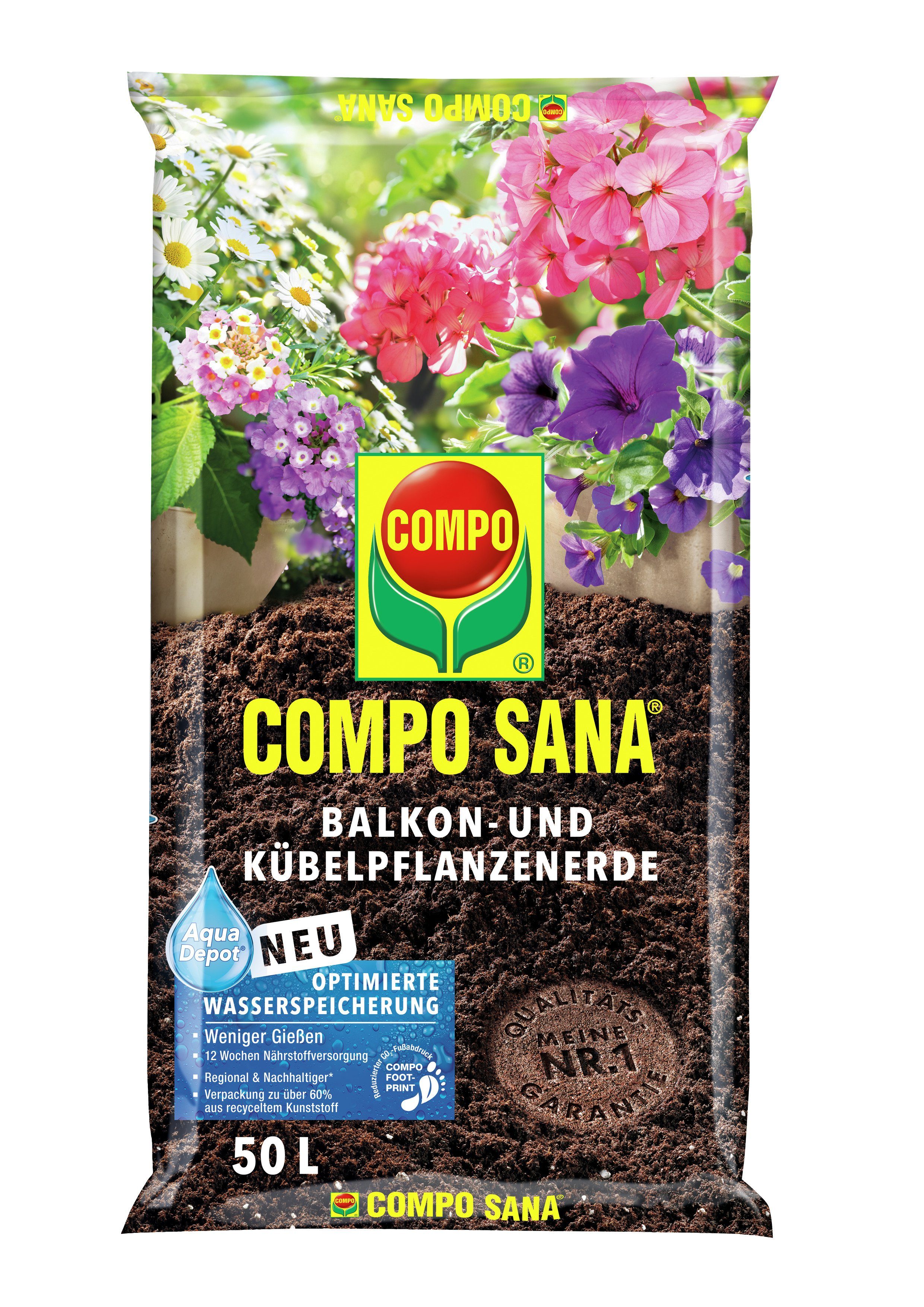 Compo Blumenerde COMPO Sana Balkon- und Kübelpflanzenerde, 50 Ltr