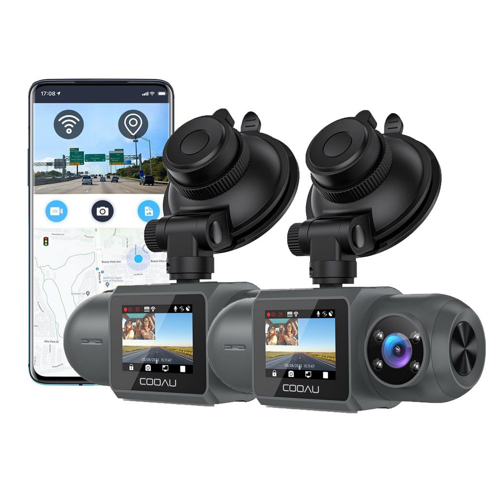 COOAU Vorne Innen Dashcam Auto WiFi Autokamera mit GPS & Ultra Nachtsicht Dashcam (HD, WLAN (Wi-Fi), G-Sensor-Erkennung und 24-Stunden Parkmonitor,1.5 TFT LCD Bildschirm, Dashcam für Autos 170°Weitwinkel,G-Sensor,Loop-Aufnahm,Parküberwachung)