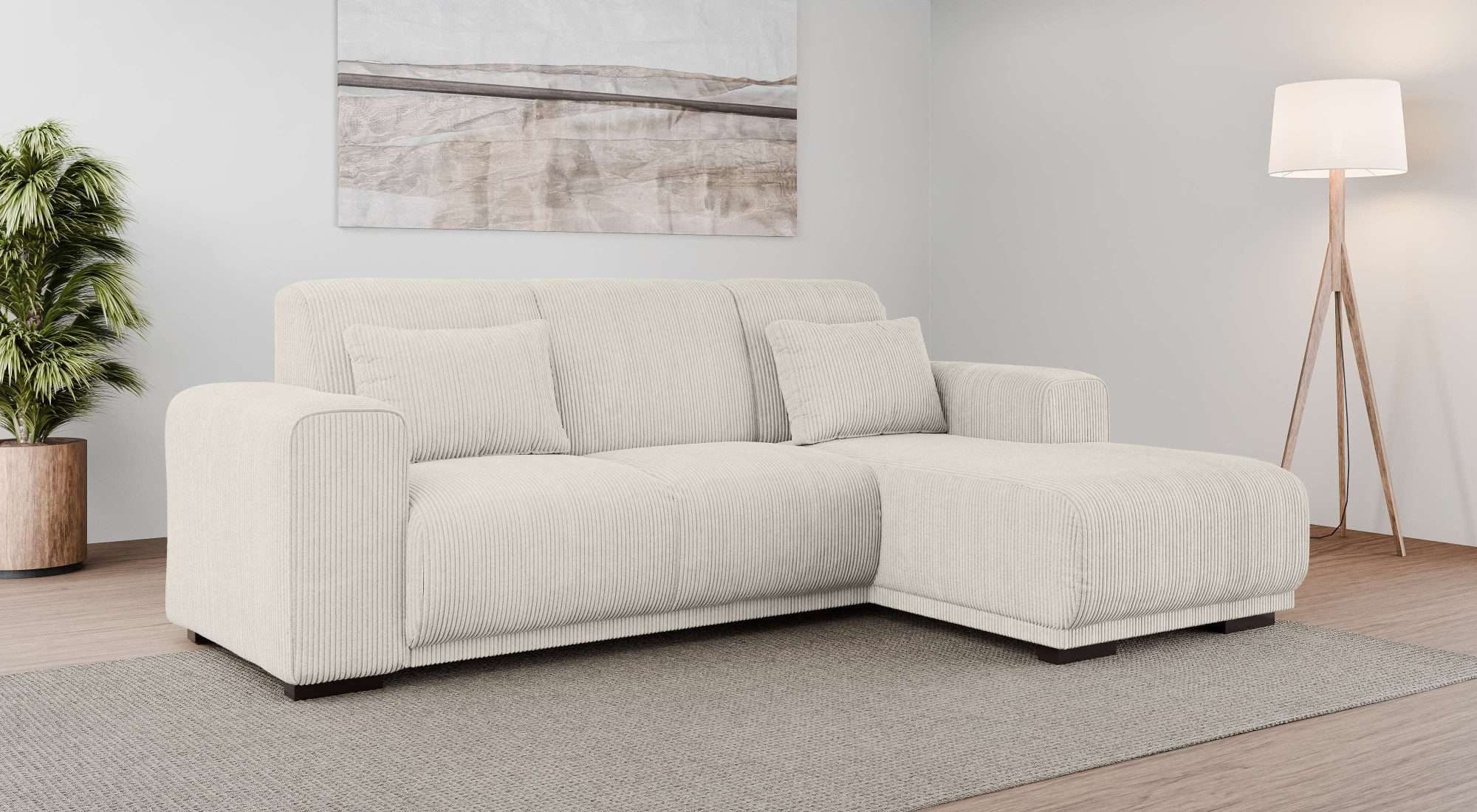OTTO home Ecksofa BORNHOLM L-Form, B: 234 cm - OTTO. Verlässliche Qualität., Recamiere links oder rechts bestellbar, Wellenfederung, inkl. 2 Kissen