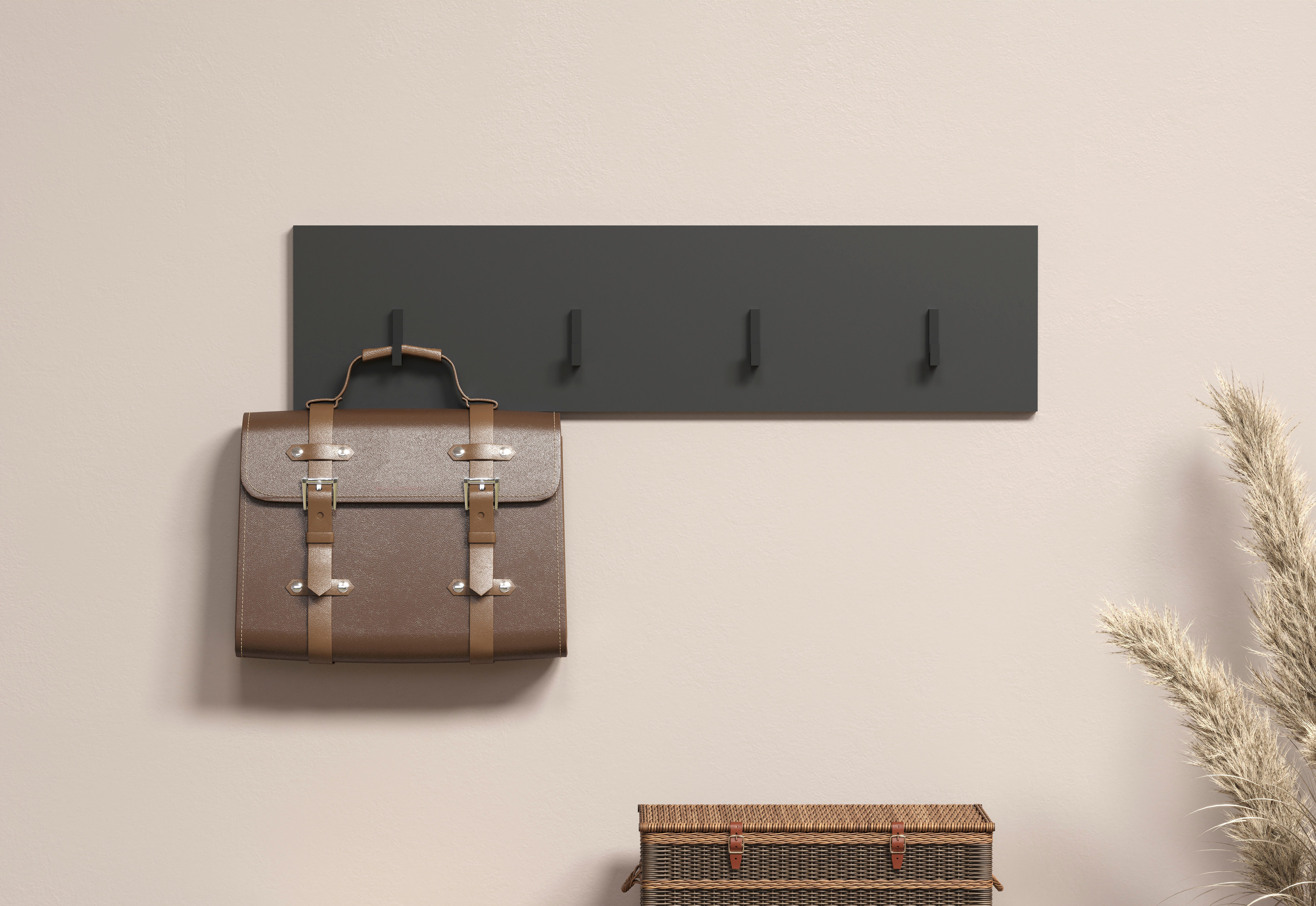 Home affaire Garderobenleiste Estepona (1 St), Wandpaneel mit 4 Kleiderhaken – (B/T/H) 80/2/20 cm